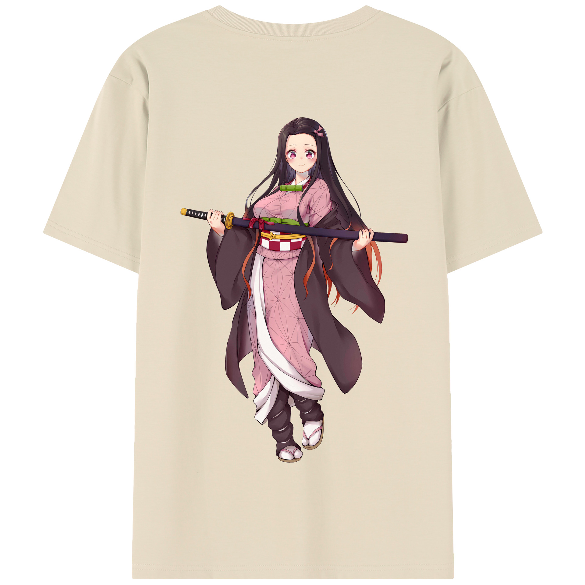 （画像用） 鬼滅の刃（きめつのやいば）竈門 禰󠄀豆子／かまど ねずこ Kamado Nezuko 綿100％半袖Tシャツ（背面プリント）