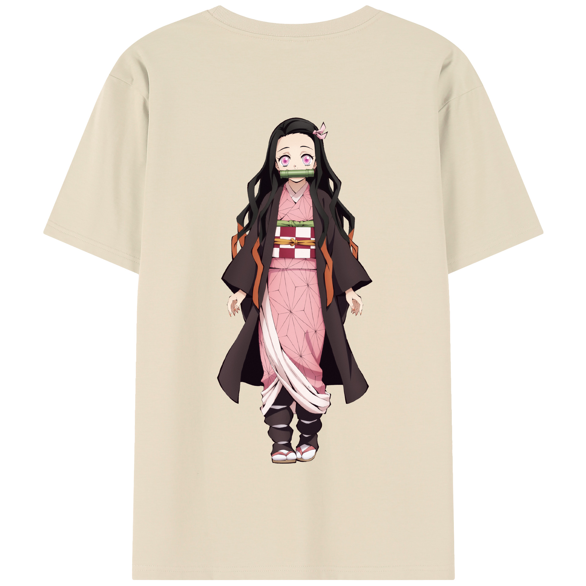 （画像用） 鬼滅の刃（きめつのやいば）竈門 禰󠄀豆子／かまど ねずこ Kamado Nezuko 綿100％半袖Tシャツ（背面プリント）