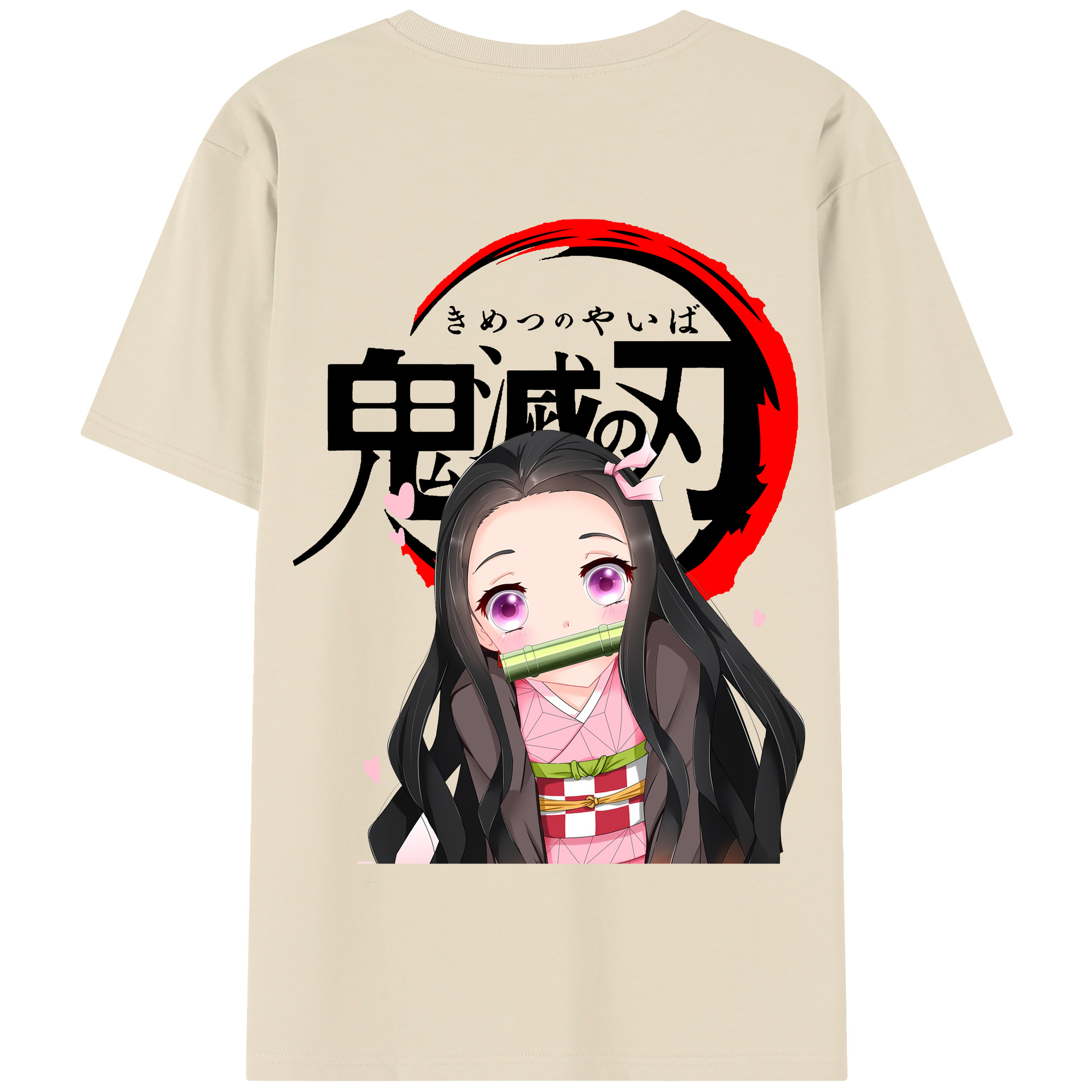 （画像用） 鬼滅の刃（きめつのやいば）竈門 禰󠄀豆子／かまど ねずこ Kamado Nezuko 綿100％半袖Tシャツ（背面プリント）