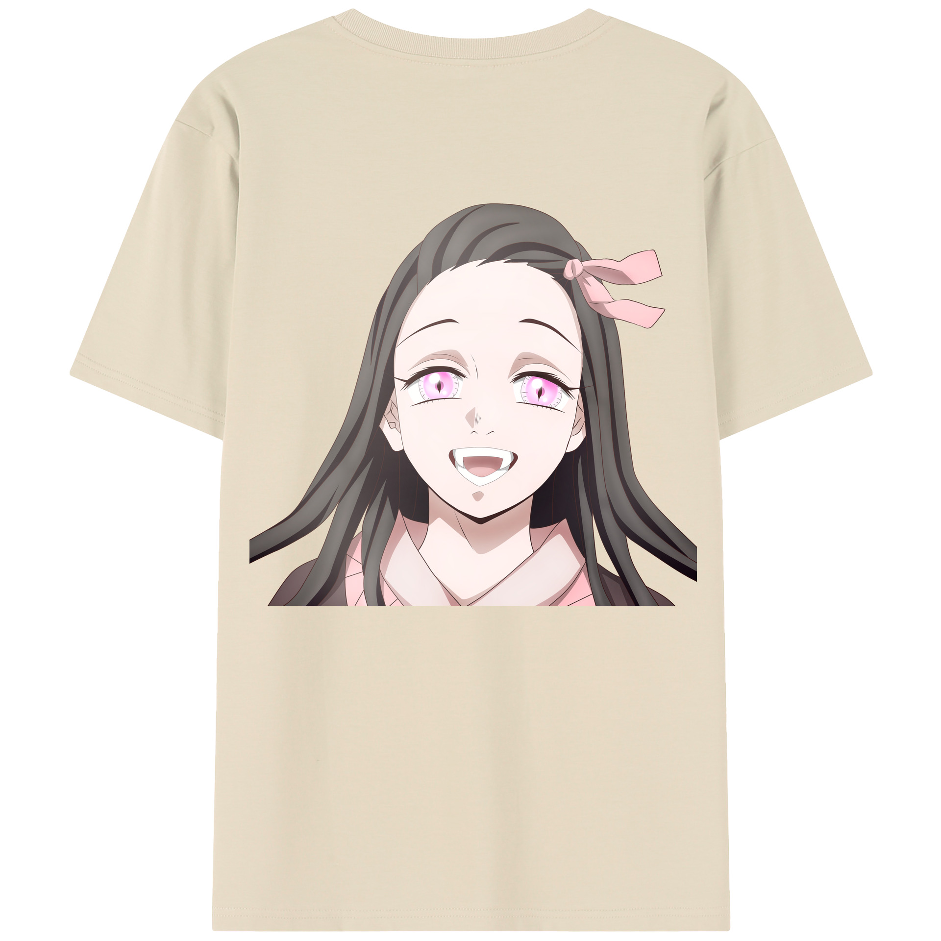 （画像用） 鬼滅の刃（きめつのやいば）竈門 禰󠄀豆子／かまど ねずこ Kamado Nezuko 綿100％半袖Tシャツ（背面プリント）