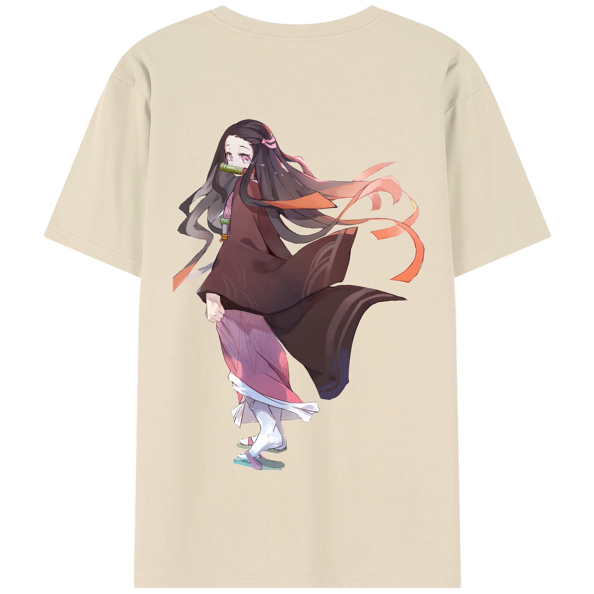 （画像用） 鬼滅の刃（きめつのやいば）竈門 禰󠄀豆子／かまど ねずこ Kamado Nezuko 綿100％半袖Tシャツ（背面プリント）