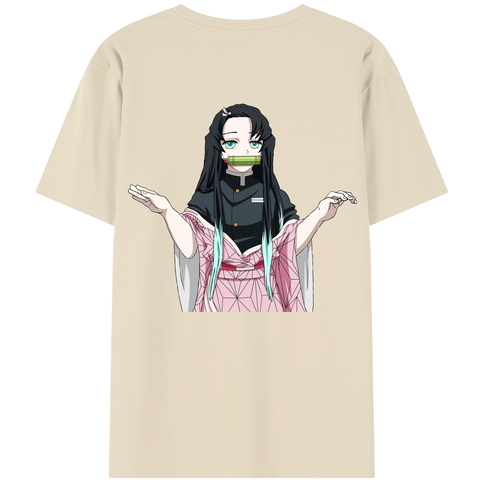 （画像用） 鬼滅の刃（きめつのやいば）竈門 禰󠄀豆子／かまど ねずこ Kamado Nezuko 綿100％半袖Tシャツ（背面プリント）