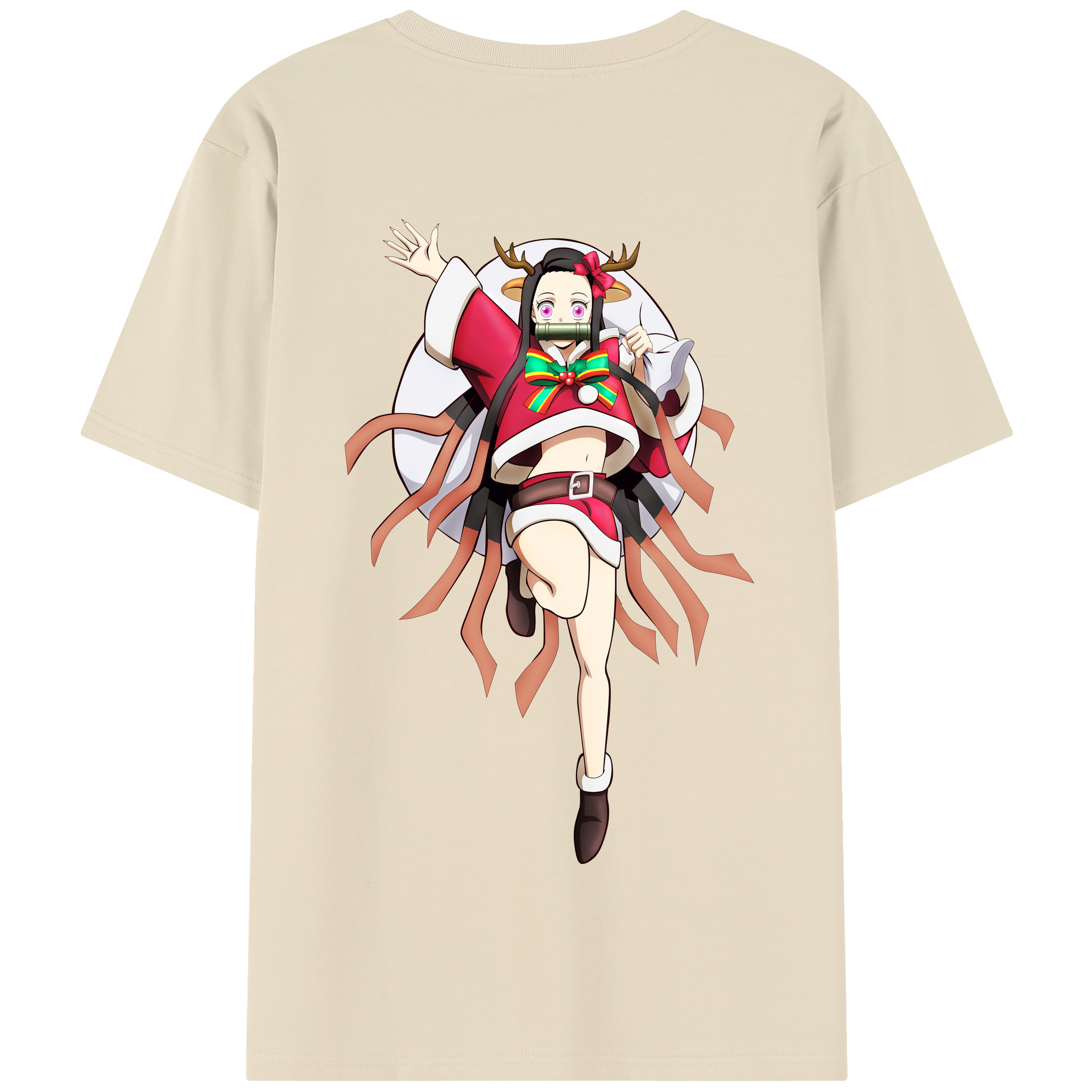 （画像用） 鬼滅の刃（きめつのやいば）竈門 禰󠄀豆子／かまど ねずこ Kamado Nezuko 綿100％半袖Tシャツ（背面プリント）
