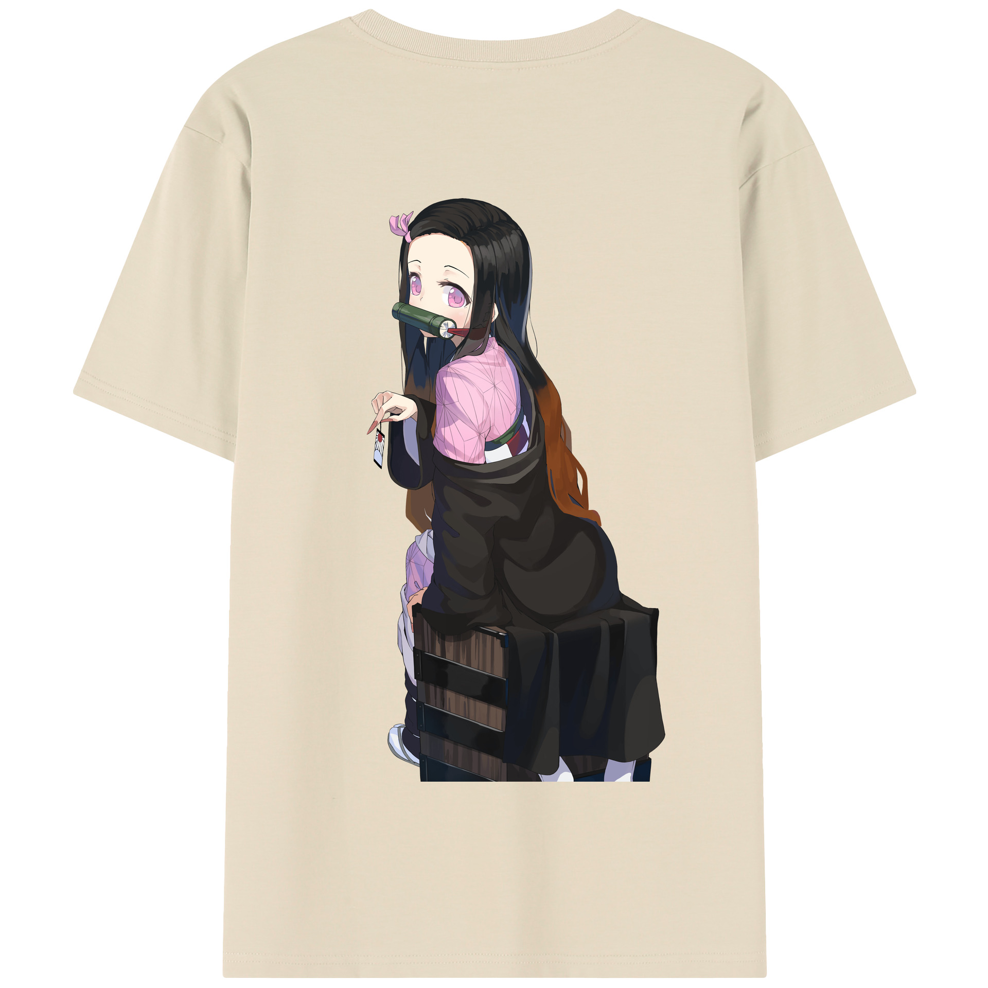 （画像用） 鬼滅の刃（きめつのやいば）竈門 禰󠄀豆子／かまど ねずこ Kamado Nezuko 綿100％半袖Tシャツ（背面プリント）