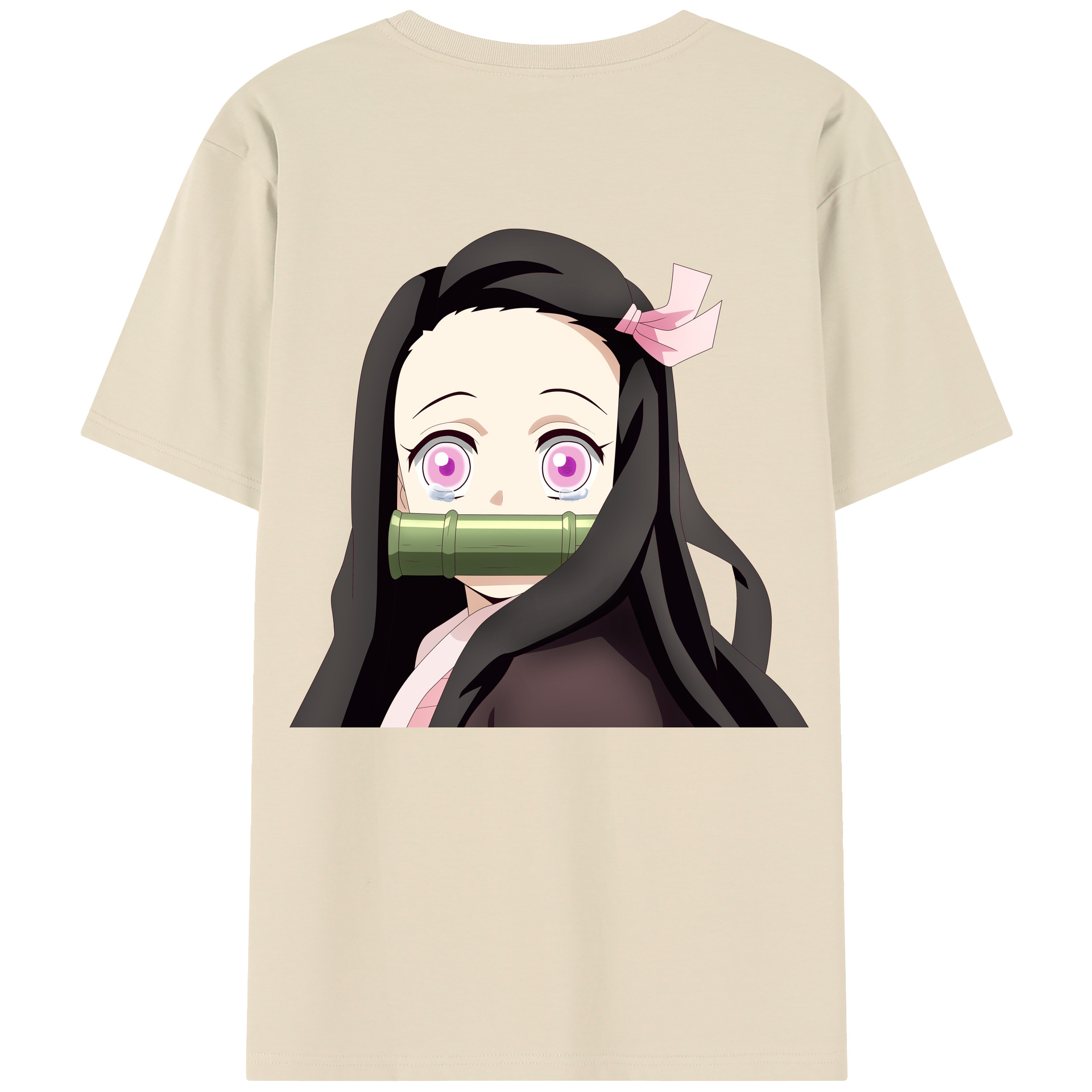 （画像用） 鬼滅の刃（きめつのやいば）竈門 禰󠄀豆子／かまど ねずこ Kamado Nezuko 綿100％半袖Tシャツ（背面プリント）