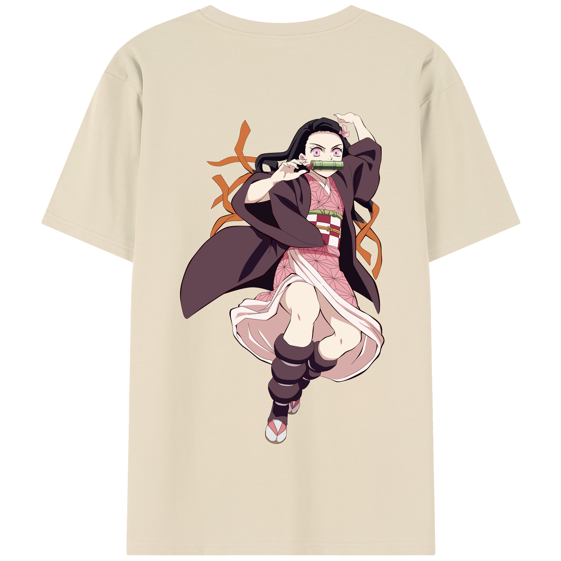 （画像用） 鬼滅の刃（きめつのやいば）竈門 禰󠄀豆子／かまど ねずこ Kamado Nezuko 綿100％半袖Tシャツ（背面プリント）