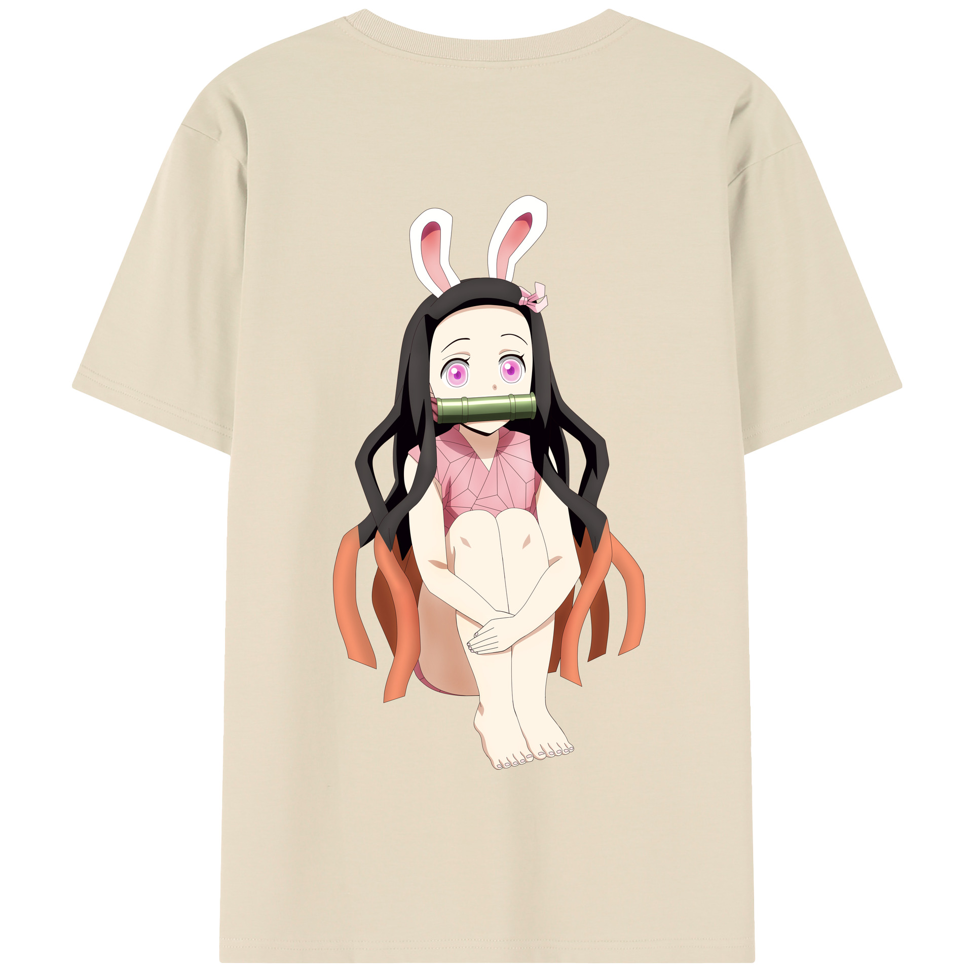 （画像用） 鬼滅の刃（きめつのやいば）竈門 禰󠄀豆子／かまど ねずこ Kamado Nezuko 綿100％半袖Tシャツ（背面プリント）