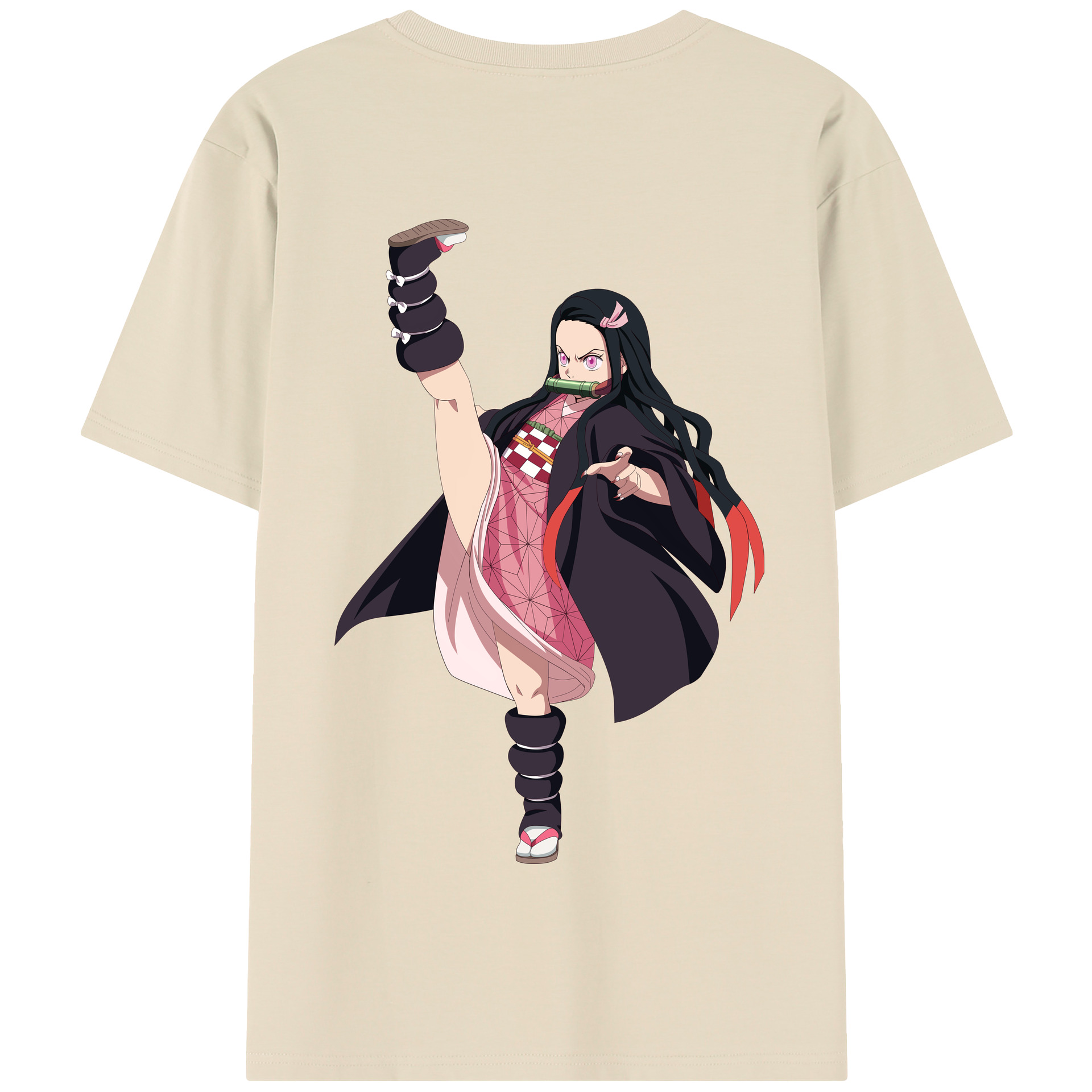 （画像用） 鬼滅の刃（きめつのやいば）竈門 禰󠄀豆子／かまど ねずこ Kamado Nezuko 綿100％半袖Tシャツ（背面プリント）