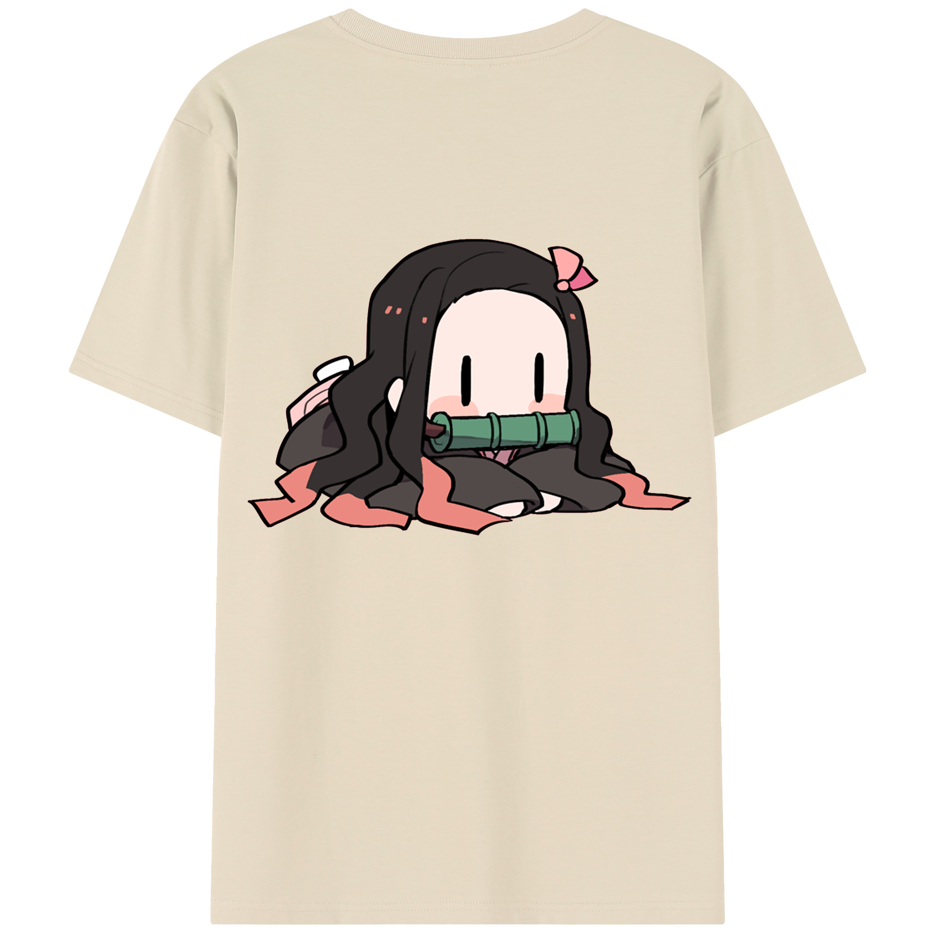 （画像用） 鬼滅の刃（きめつのやいば）竈門 禰󠄀豆子／かまど ねずこ Kamado Nezuko 綿100％半袖Tシャツ（背面プリント）