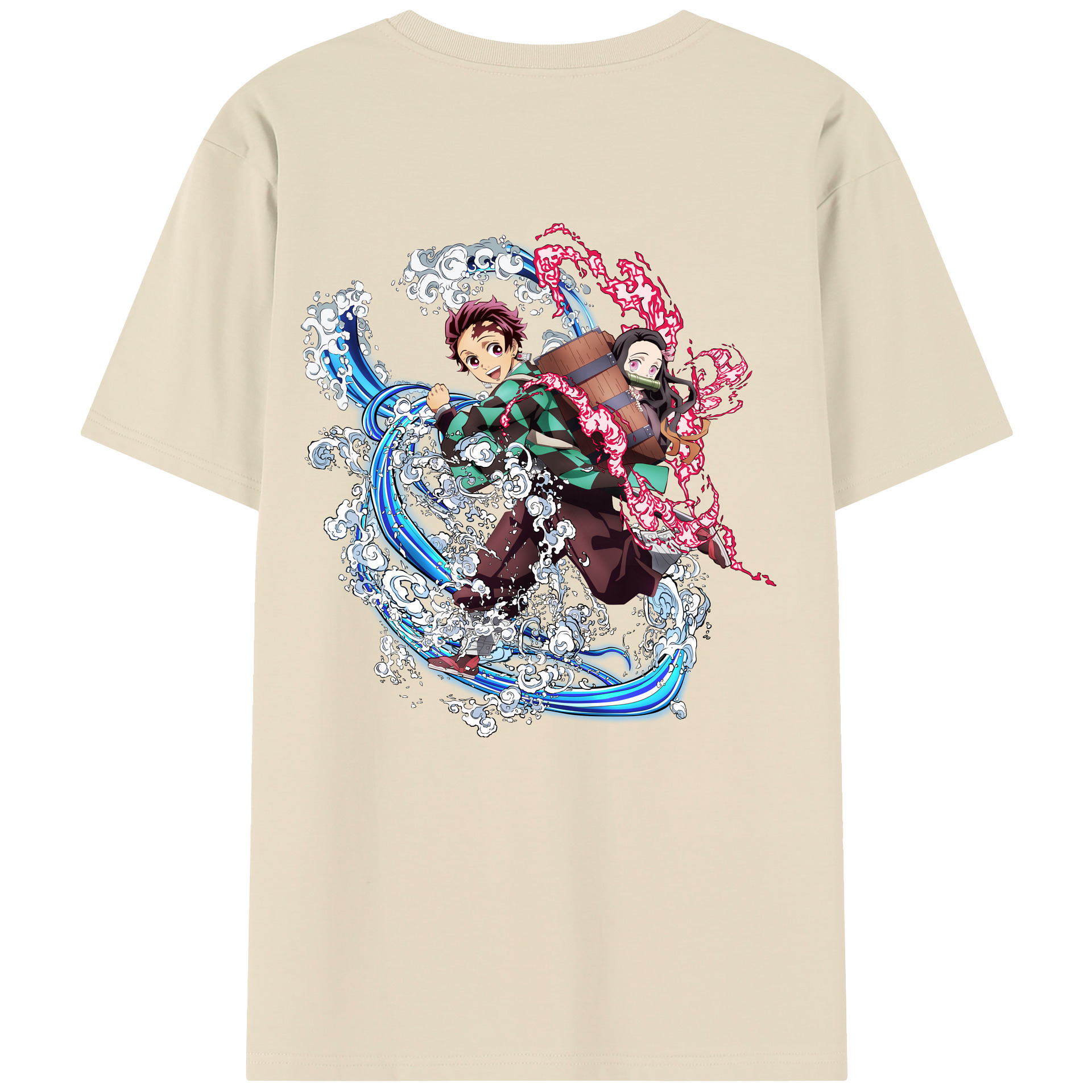 （画像用） 鬼滅の刃（きめつのやいば）竈門 禰󠄀豆子／かまど ねずこ Kamado Nezuko 綿100％半袖Tシャツ（背面プリント）