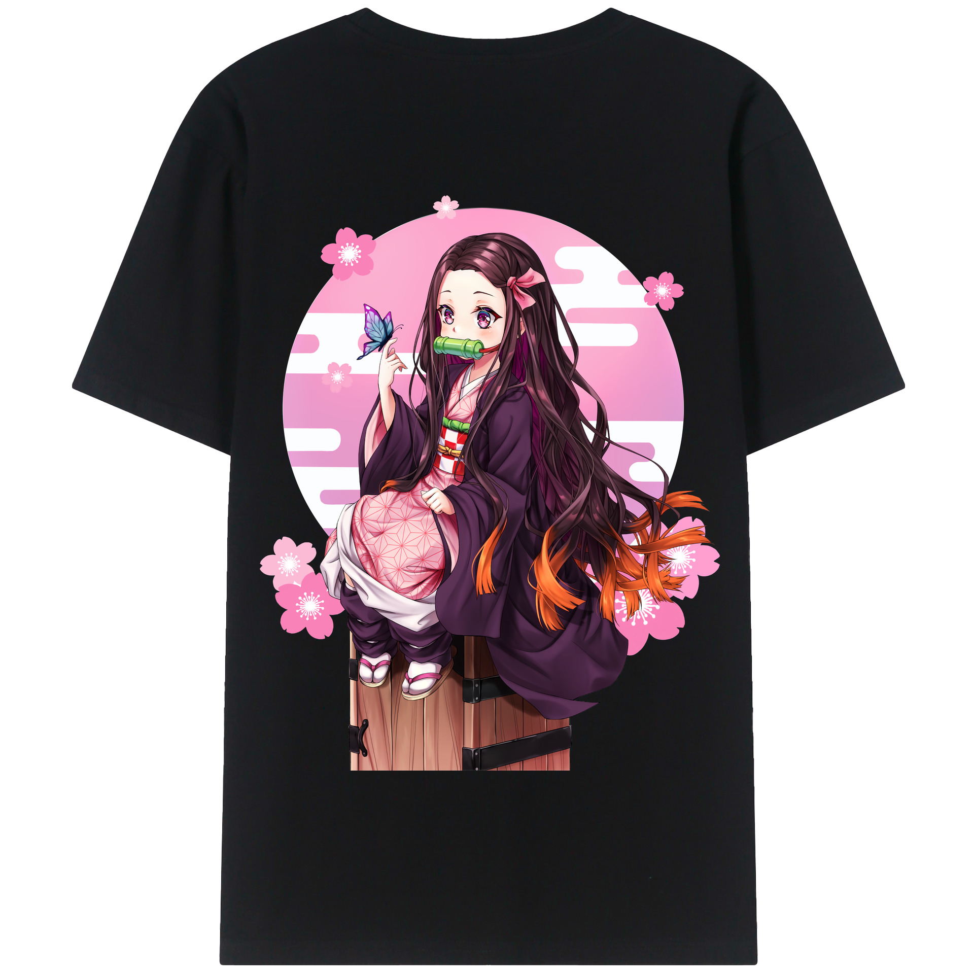 （画像用） 鬼滅の刃（きめつのやいば）竈門 禰󠄀豆子／かまど ねずこ Kamado Nezuko 綿100％半袖Tシャツ（背面プリント）
