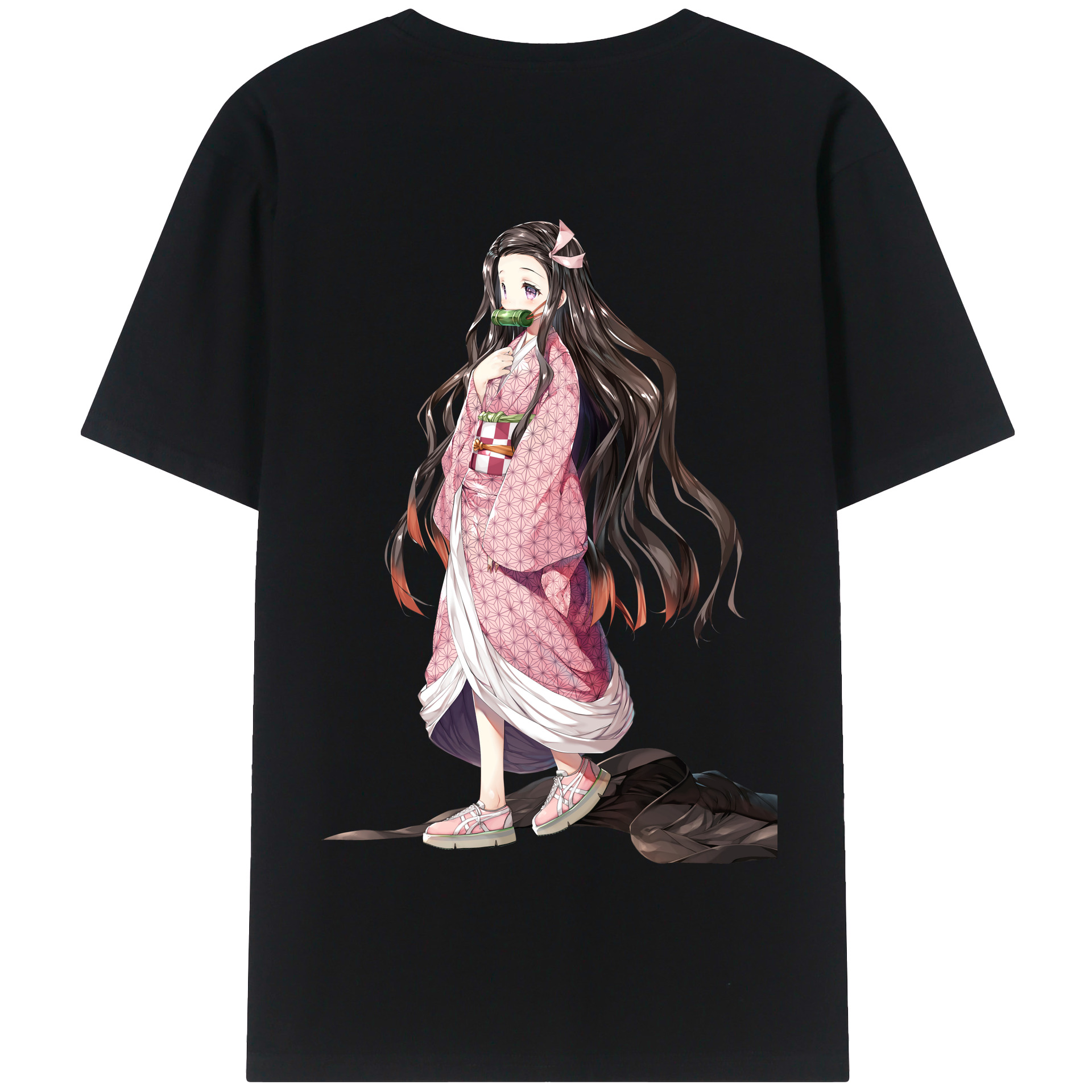 （画像用） 鬼滅の刃（きめつのやいば）竈門 禰󠄀豆子／かまど ねずこ Kamado Nezuko 綿100％半袖Tシャツ（背面プリント）