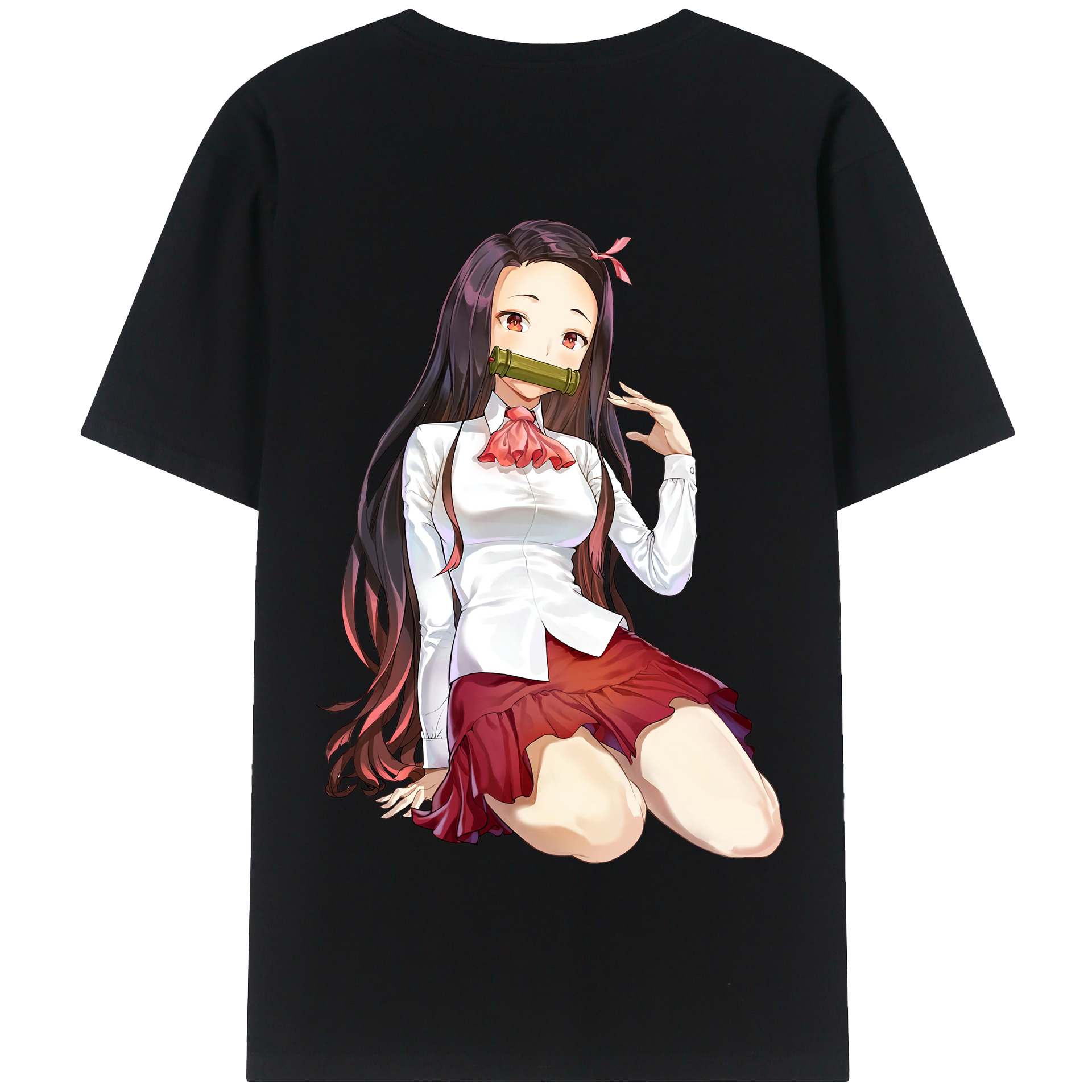 （画像用） 鬼滅の刃（きめつのやいば）竈門 禰󠄀豆子／かまど ねずこ Kamado Nezuko 綿100％半袖Tシャツ（背面プリント）