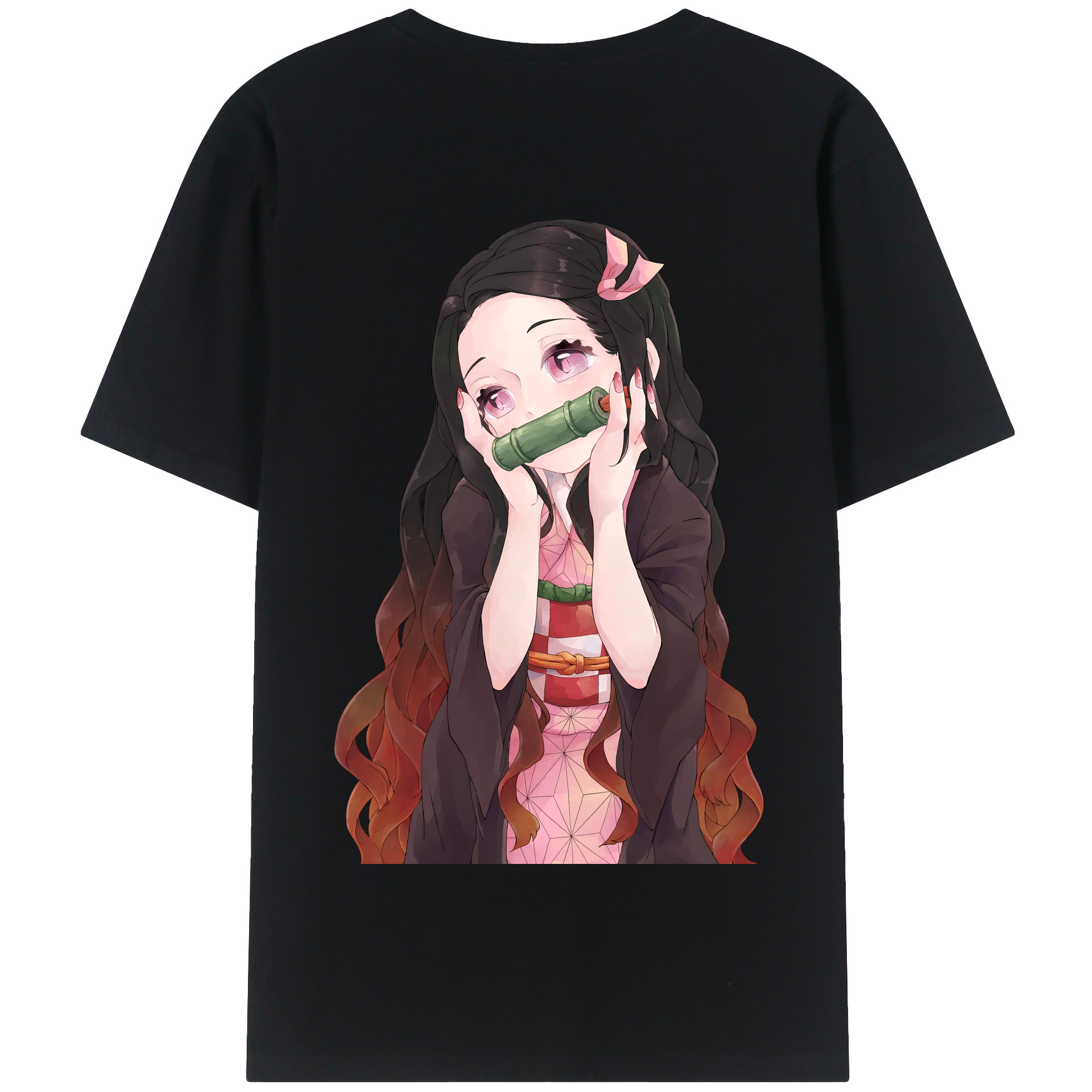 （画像用） 鬼滅の刃（きめつのやいば）竈門 禰󠄀豆子／かまど ねずこ Kamado Nezuko 綿100％半袖Tシャツ（背面プリント）