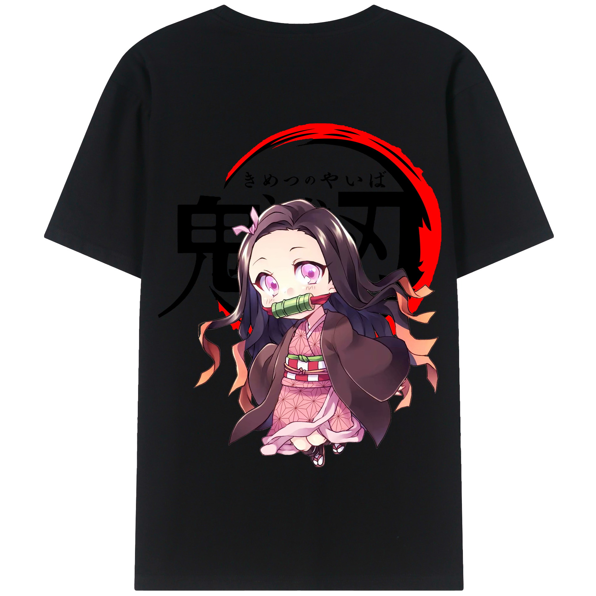 （画像用） 鬼滅の刃（きめつのやいば）竈門 禰󠄀豆子／かまど ねずこ Kamado Nezuko 綿100％半袖Tシャツ（背面プリント）