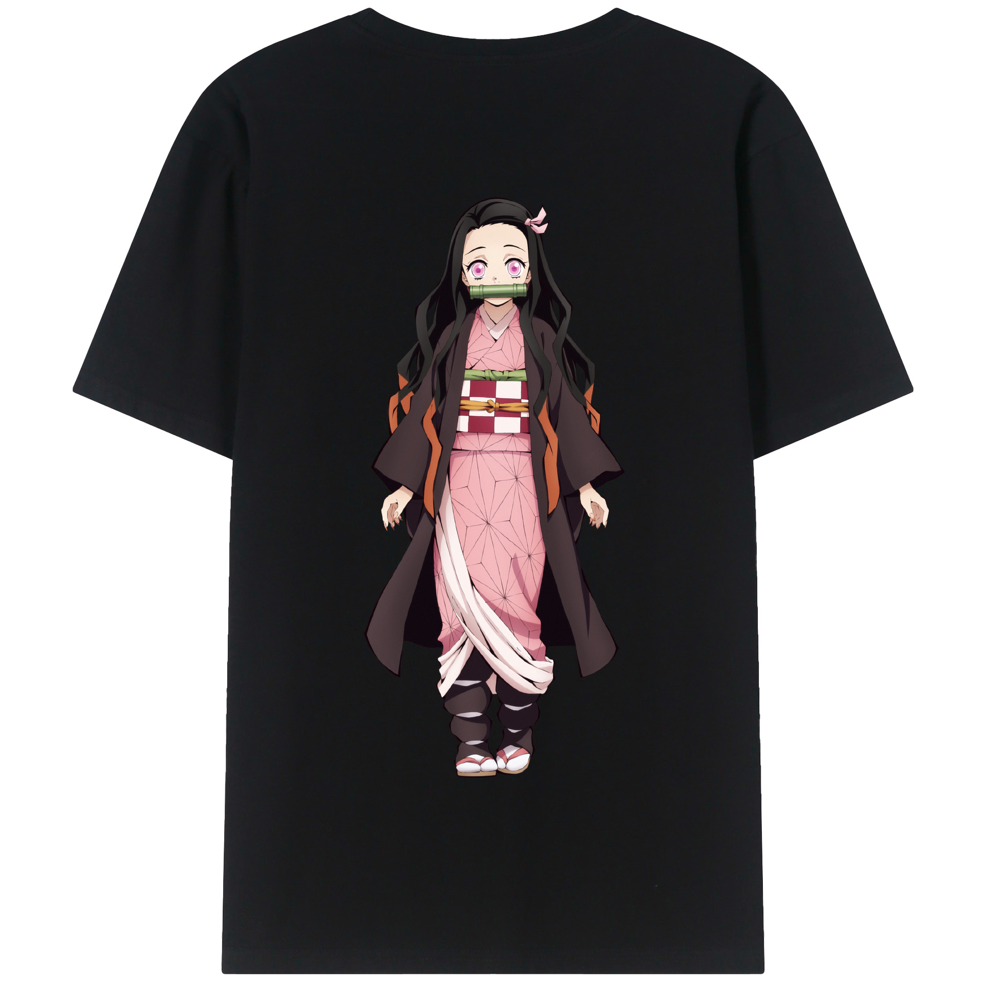 （画像用） 鬼滅の刃（きめつのやいば）竈門 禰󠄀豆子／かまど ねずこ Kamado Nezuko 綿100％半袖Tシャツ（背面プリント）