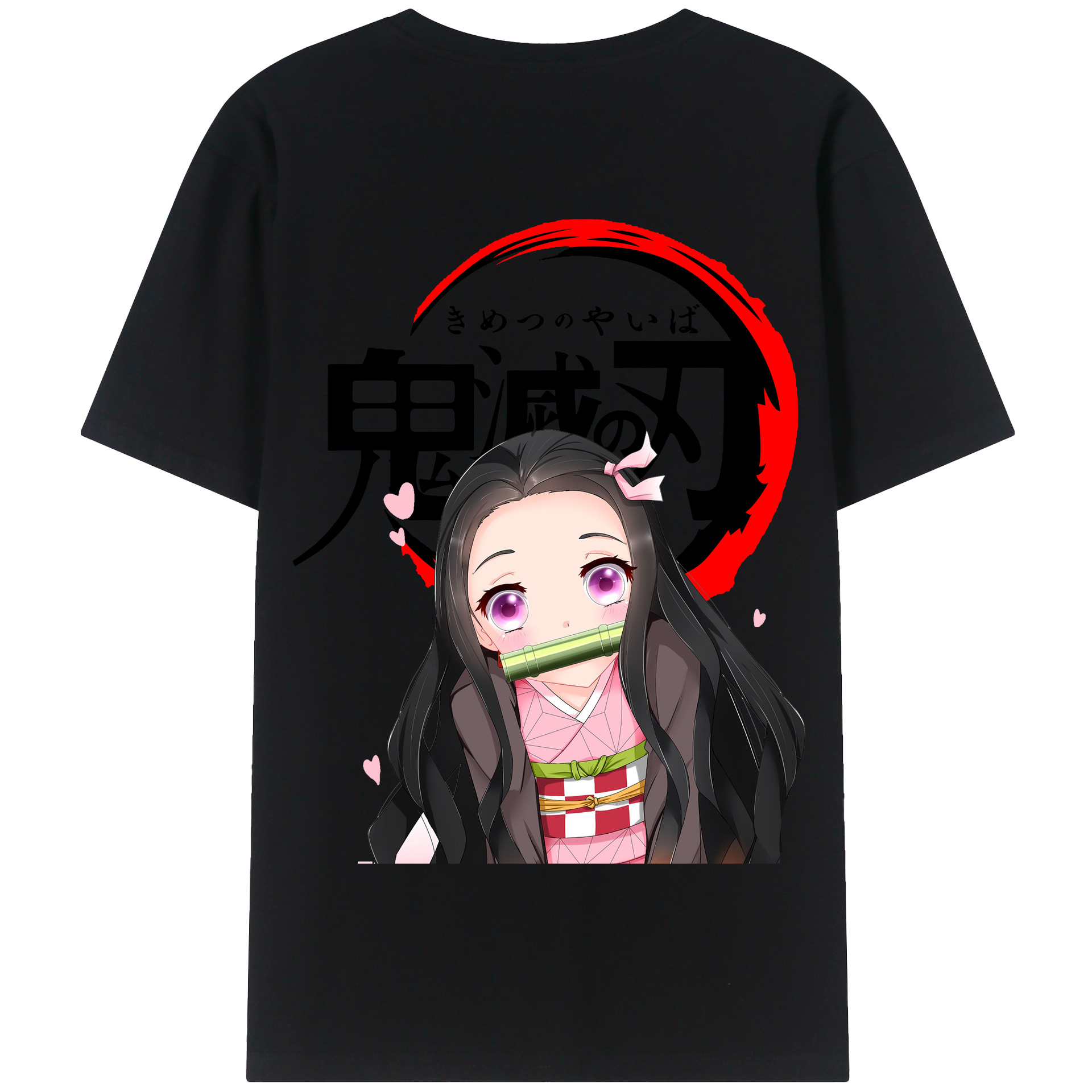 （画像用） 鬼滅の刃（きめつのやいば）竈門 禰󠄀豆子／かまど ねずこ Kamado Nezuko 綿100％半袖Tシャツ（背面プリント）