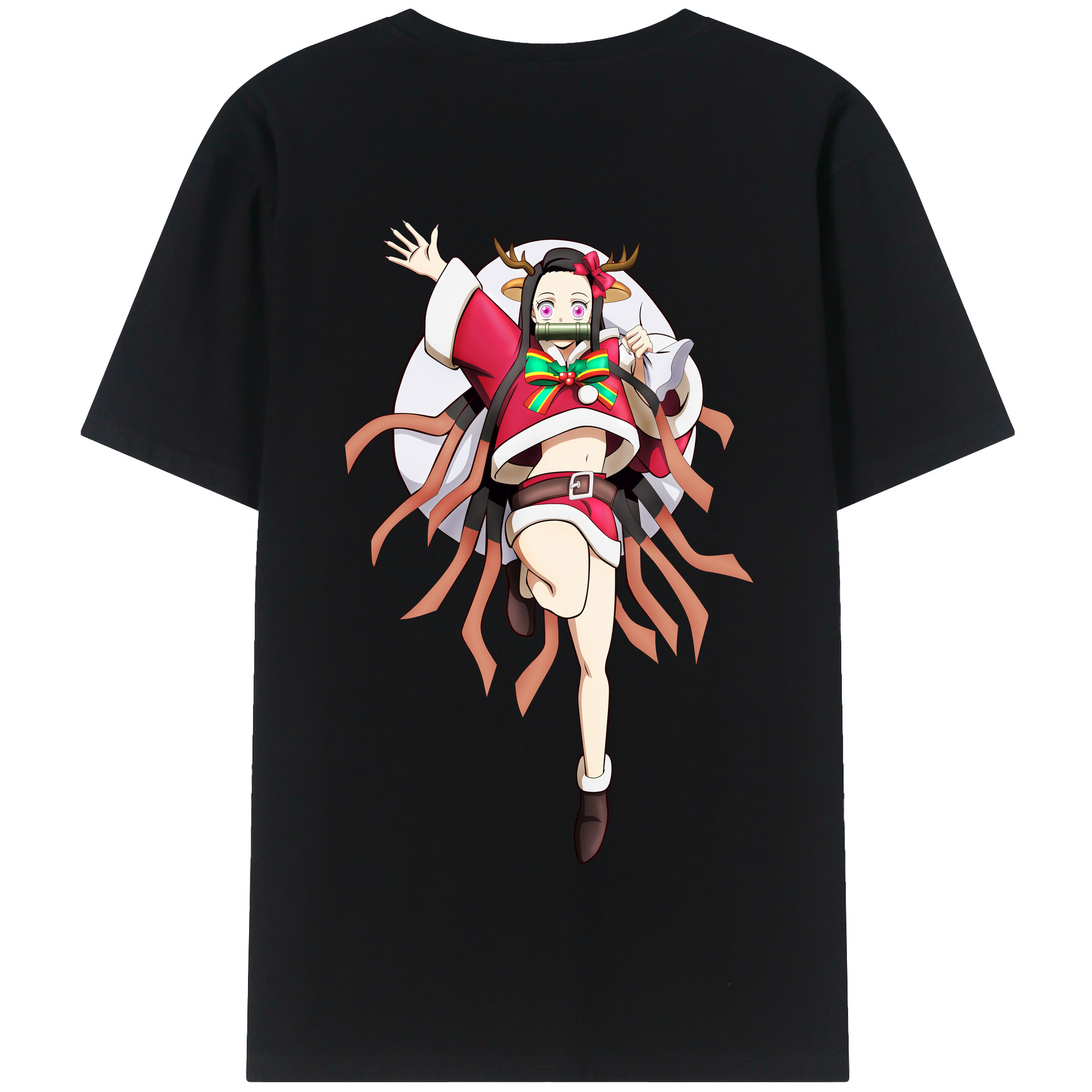 （画像用） 鬼滅の刃（きめつのやいば）竈門 禰󠄀豆子／かまど ねずこ Kamado Nezuko 綿100％半袖Tシャツ（背面プリント）