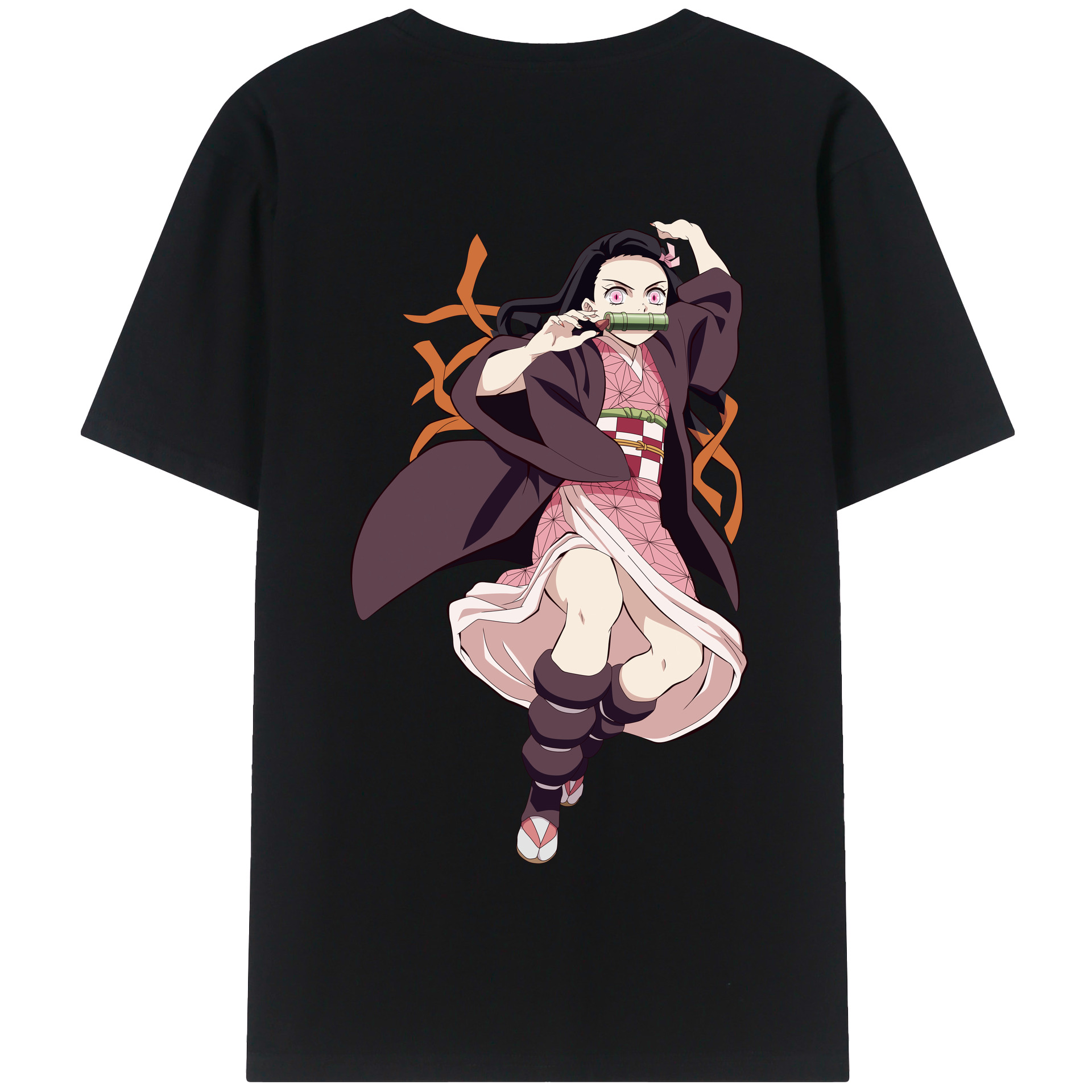 （画像用） 鬼滅の刃（きめつのやいば）竈門 禰󠄀豆子／かまど ねずこ Kamado Nezuko 綿100％半袖Tシャツ（背面プリント）