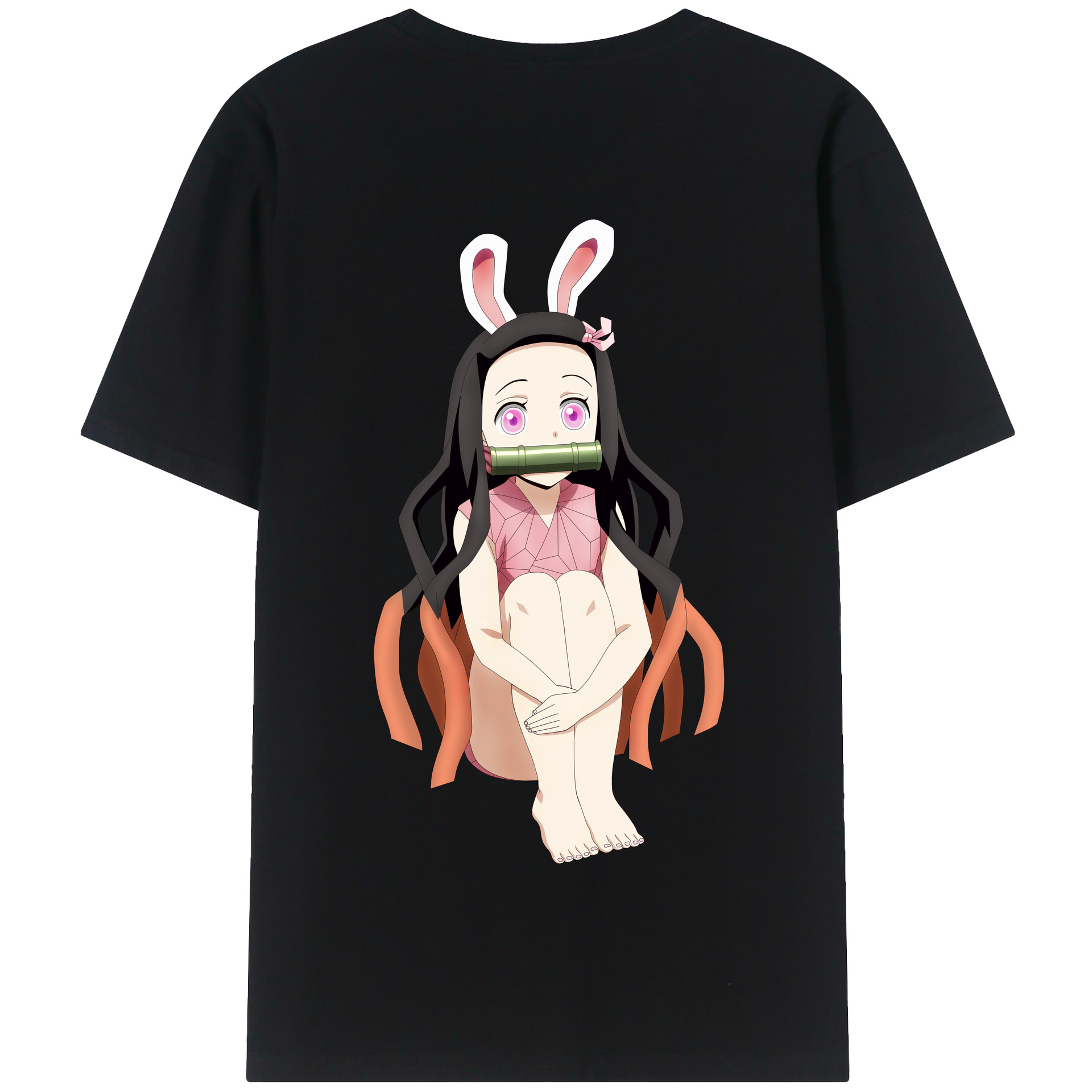 （画像用） 鬼滅の刃（きめつのやいば）竈門 禰󠄀豆子／かまど ねずこ Kamado Nezuko 綿100％半袖Tシャツ（背面プリント）
