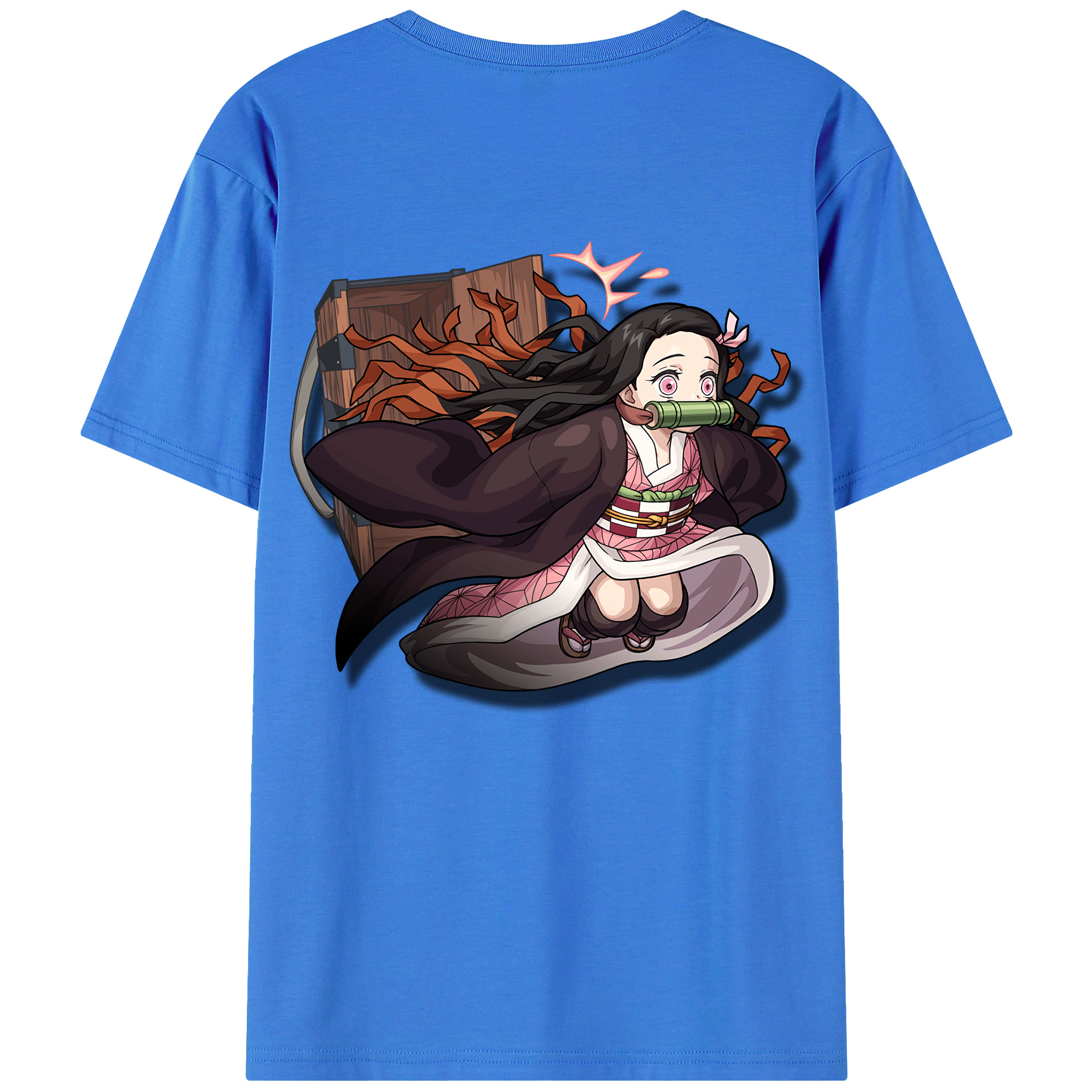 （画像用） 鬼滅の刃（きめつのやいば）竈門 禰󠄀豆子／かまど ねずこ Kamado Nezuko 綿100％半袖Tシャツ（背面プリント）