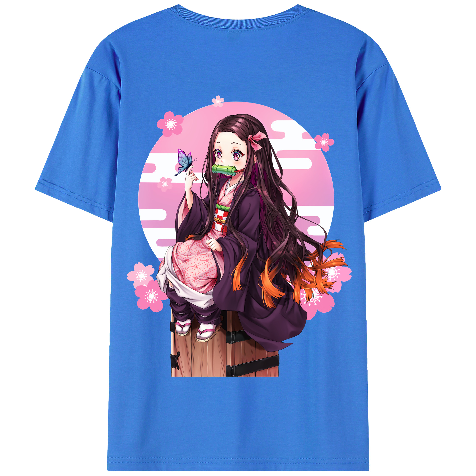（画像用） 鬼滅の刃（きめつのやいば）竈門 禰󠄀豆子／かまど ねずこ Kamado Nezuko 綿100％半袖Tシャツ（背面プリント）