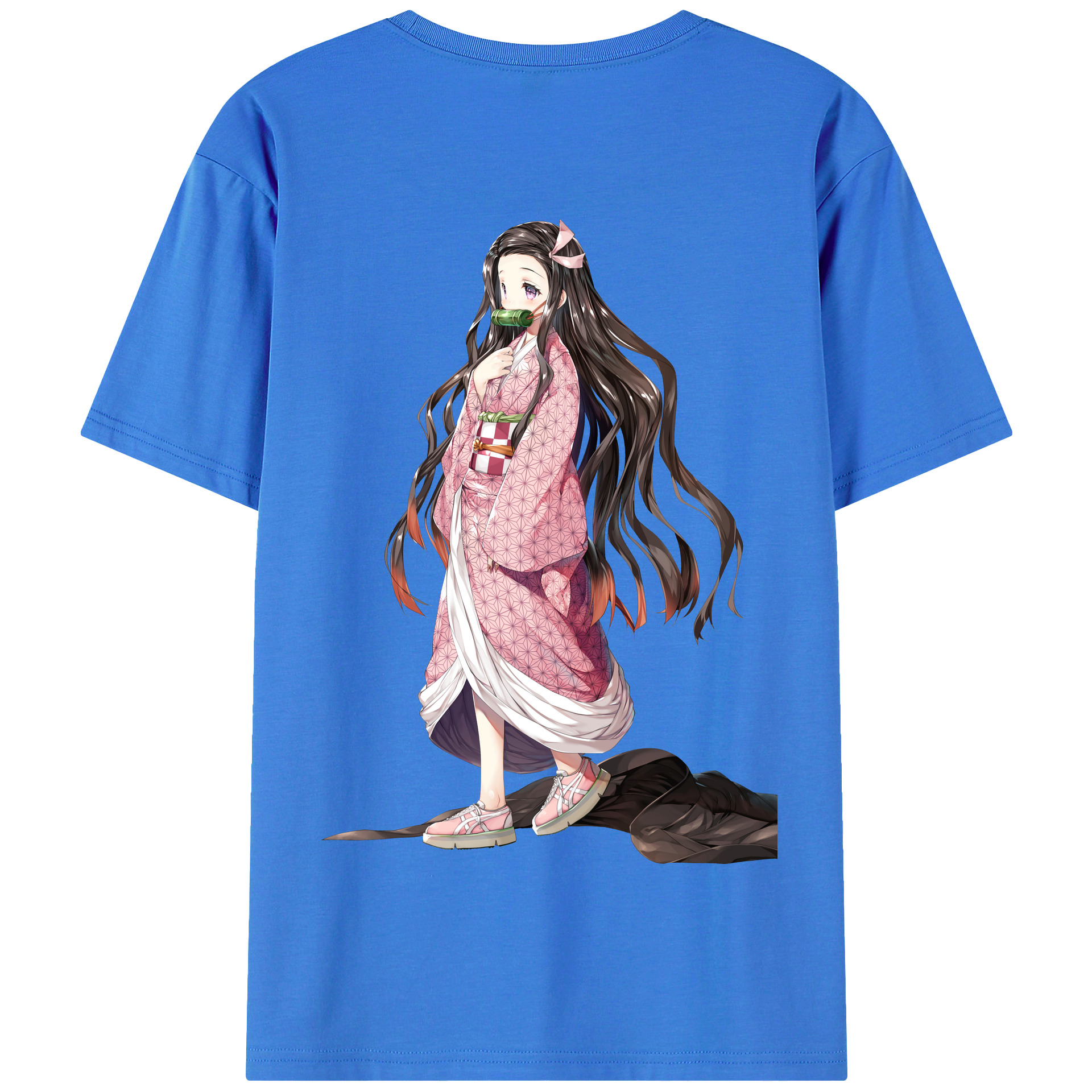 （画像用） 鬼滅の刃（きめつのやいば）竈門 禰󠄀豆子／かまど ねずこ Kamado Nezuko 綿100％半袖Tシャツ（背面プリント）