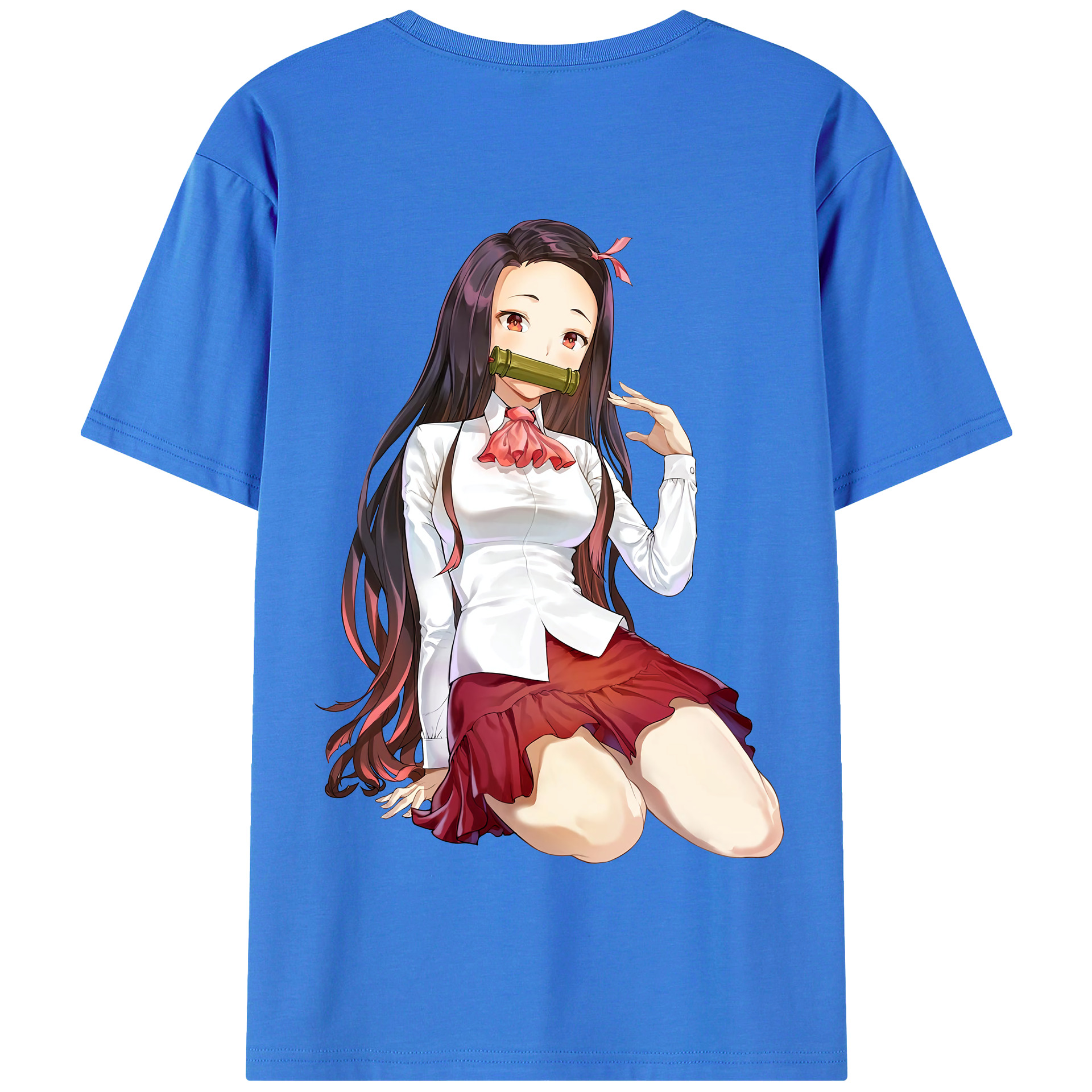 （画像用） 鬼滅の刃（きめつのやいば）竈門 禰󠄀豆子／かまど ねずこ Kamado Nezuko 綿100％半袖Tシャツ（背面プリント）