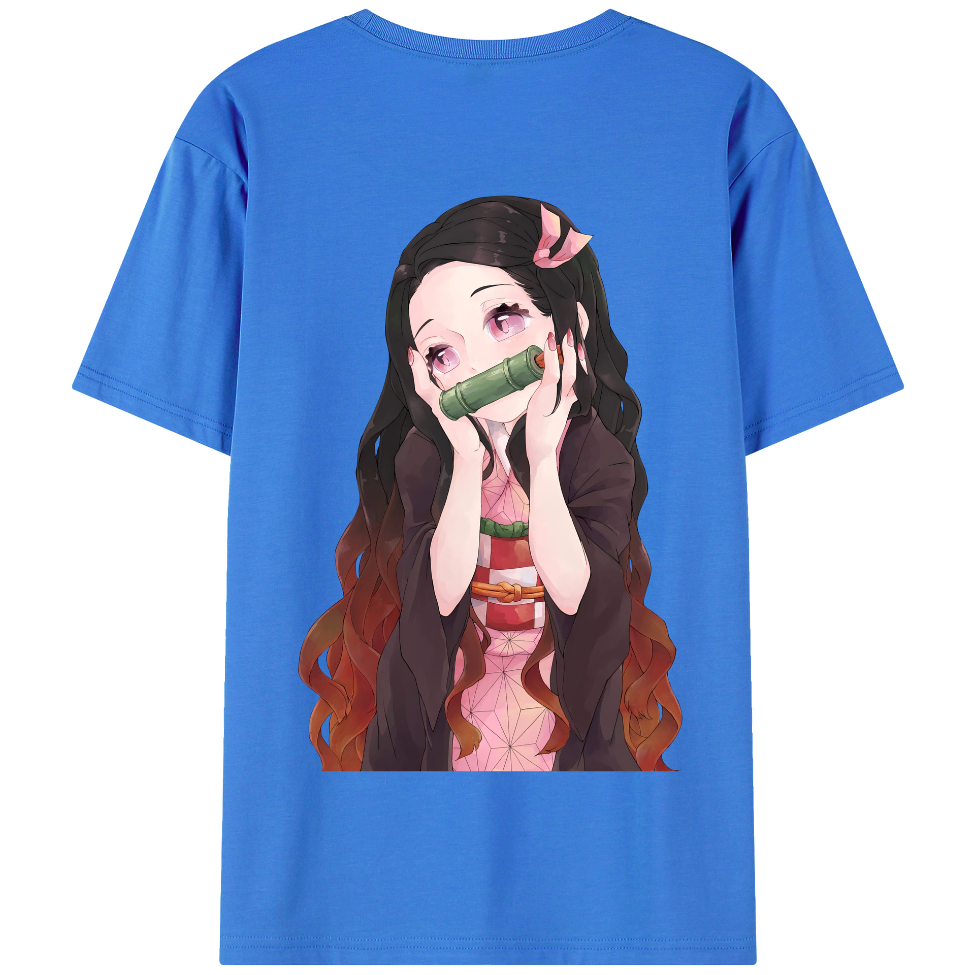 （画像用） 鬼滅の刃（きめつのやいば）竈門 禰󠄀豆子／かまど ねずこ Kamado Nezuko 綿100％半袖Tシャツ（背面プリント）