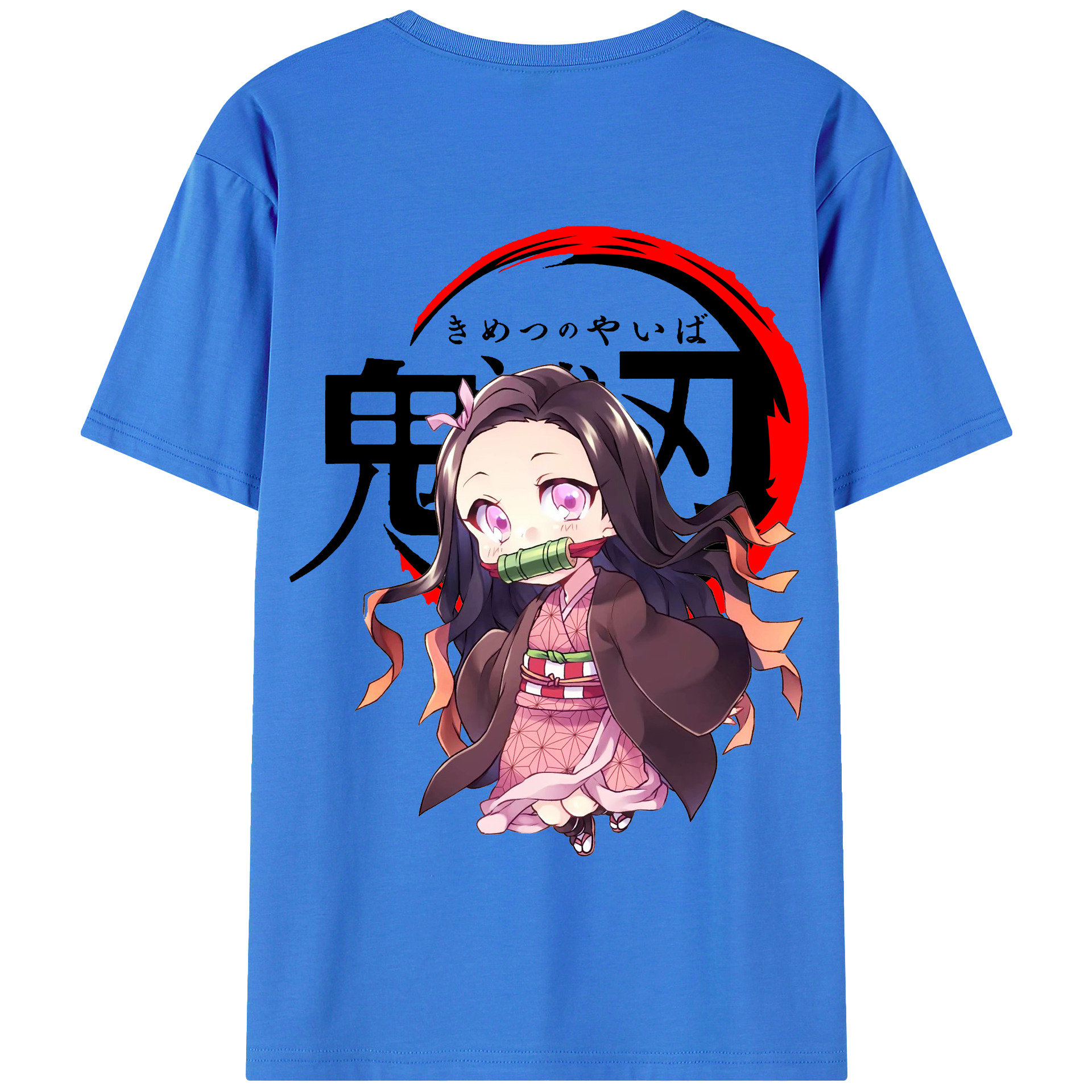 （画像用） 鬼滅の刃（きめつのやいば）竈門 禰󠄀豆子／かまど ねずこ Kamado Nezuko 綿100％半袖Tシャツ（背面プリント）