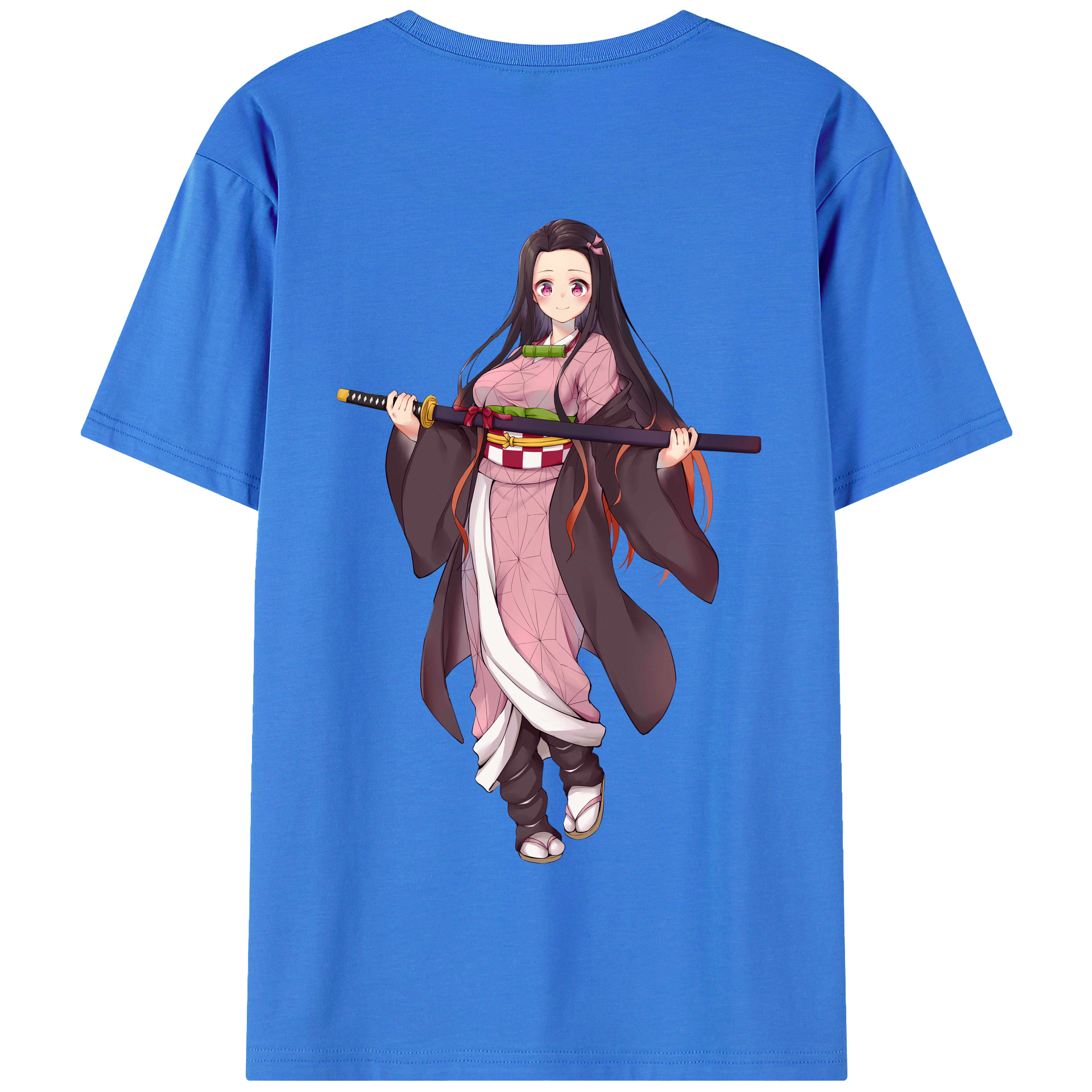 （画像用） 鬼滅の刃（きめつのやいば）竈門 禰󠄀豆子／かまど ねずこ Kamado Nezuko 綿100％半袖Tシャツ（背面プリント）