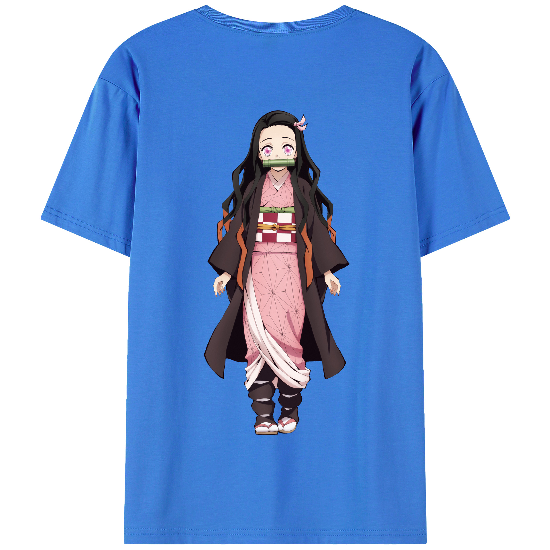 （画像用） 鬼滅の刃（きめつのやいば）竈門 禰󠄀豆子／かまど ねずこ Kamado Nezuko 綿100％半袖Tシャツ（背面プリント）