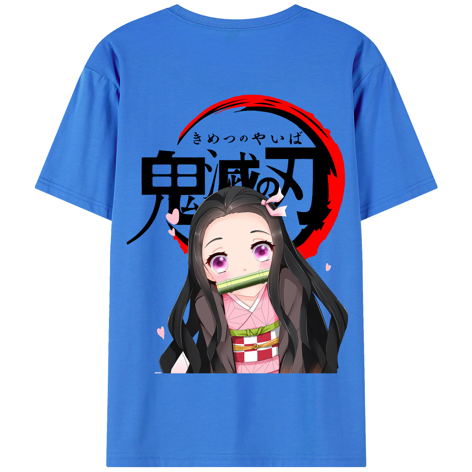 （画像用） 鬼滅の刃（きめつのやいば）竈門 禰󠄀豆子／かまど ねずこ Kamado Nezuko 綿100％半袖Tシャツ（背面プリント）
