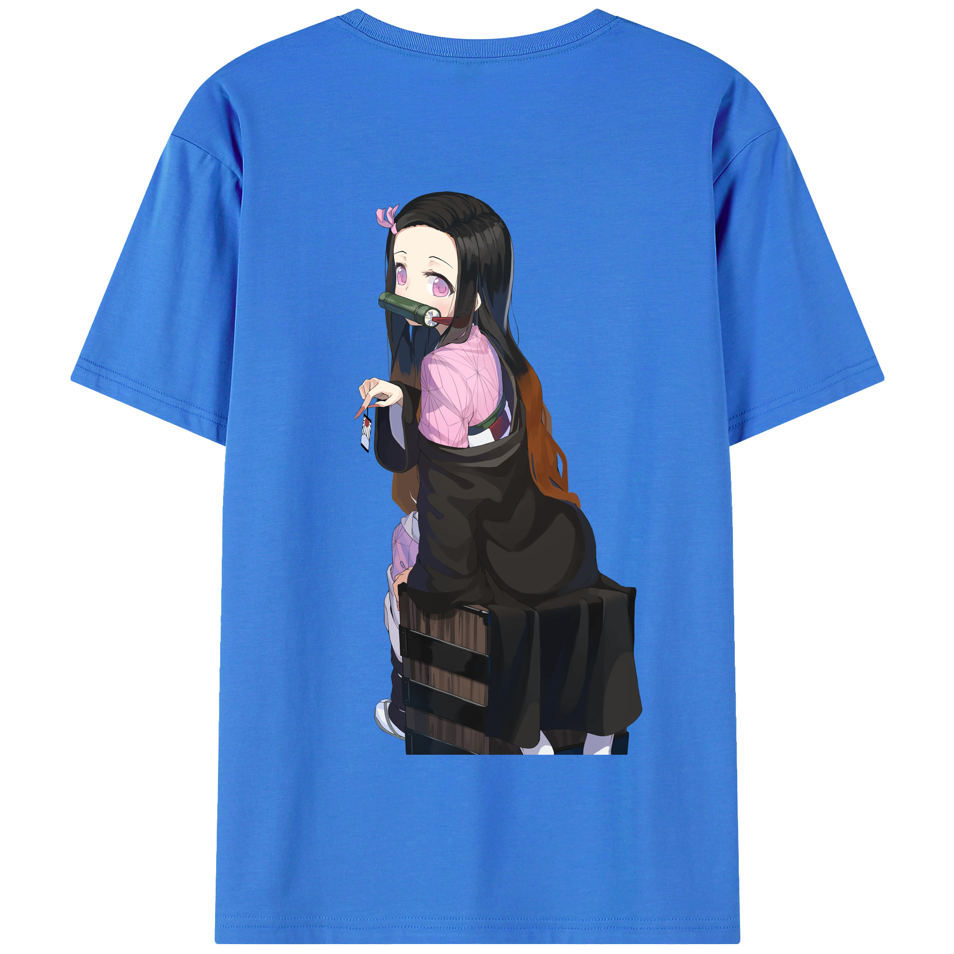 （画像用） 鬼滅の刃（きめつのやいば）竈門 禰󠄀豆子／かまど ねずこ Kamado Nezuko 綿100％半袖Tシャツ（背面プリント）