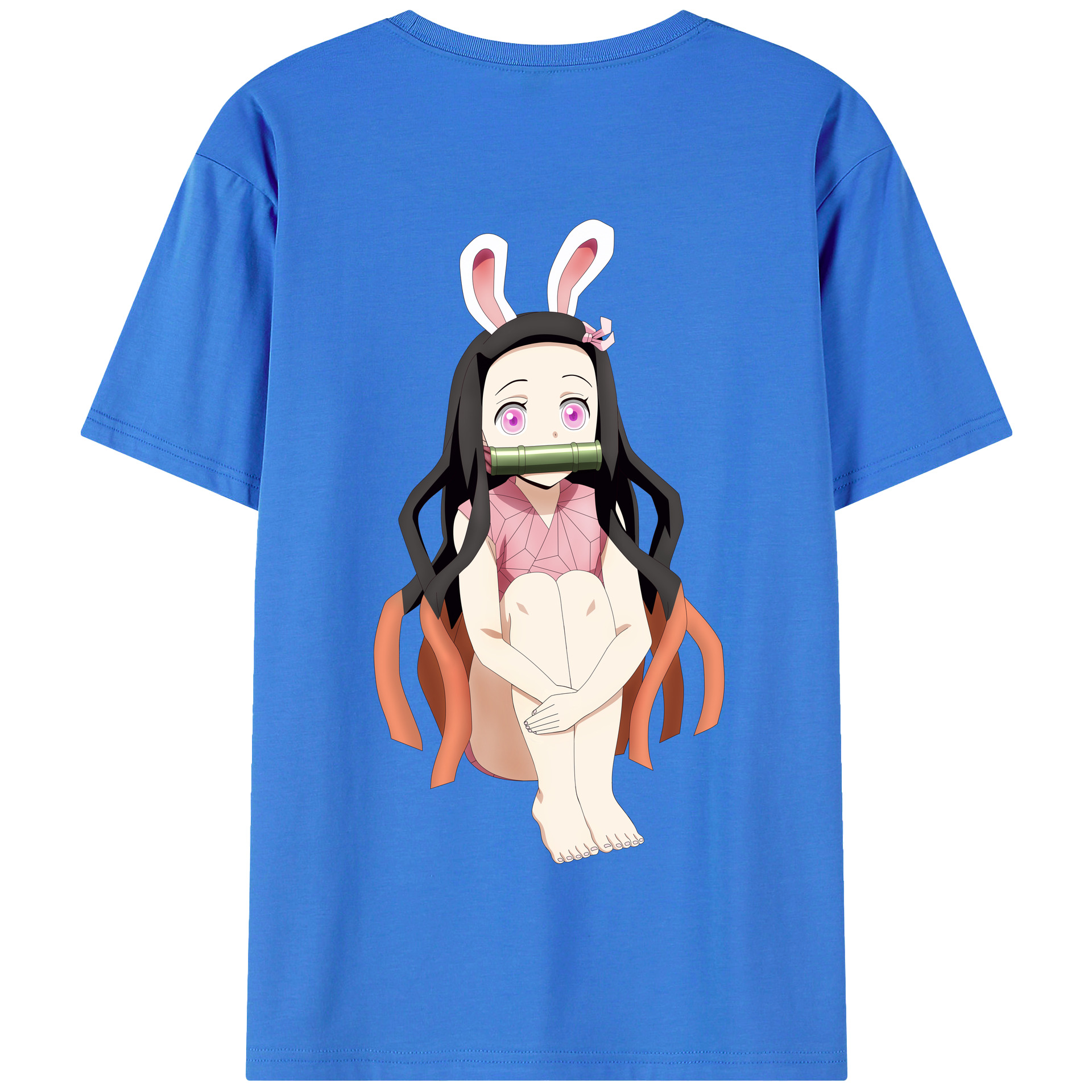（画像用） 鬼滅の刃（きめつのやいば）竈門 禰󠄀豆子／かまど ねずこ Kamado Nezuko 綿100％半袖Tシャツ（背面プリント）