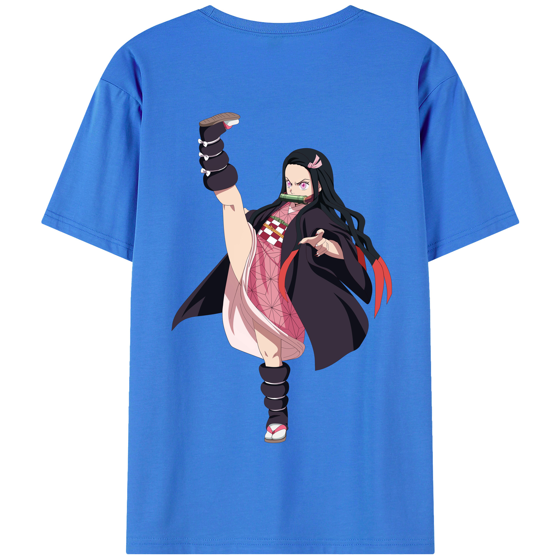 （画像用） 鬼滅の刃（きめつのやいば）竈門 禰󠄀豆子／かまど ねずこ Kamado Nezuko 綿100％半袖Tシャツ（背面プリント）