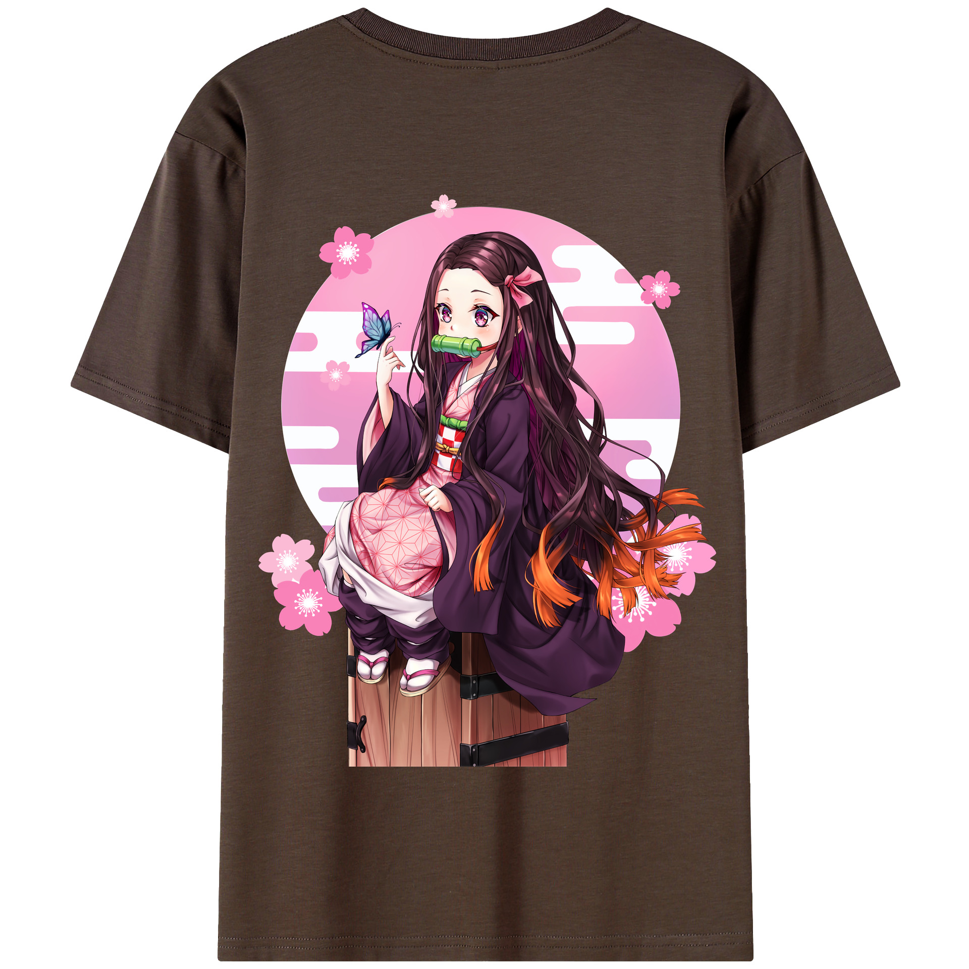 （画像用） 鬼滅の刃（きめつのやいば）竈門 禰󠄀豆子／かまど ねずこ Kamado Nezuko 綿100％半袖Tシャツ（背面プリント）