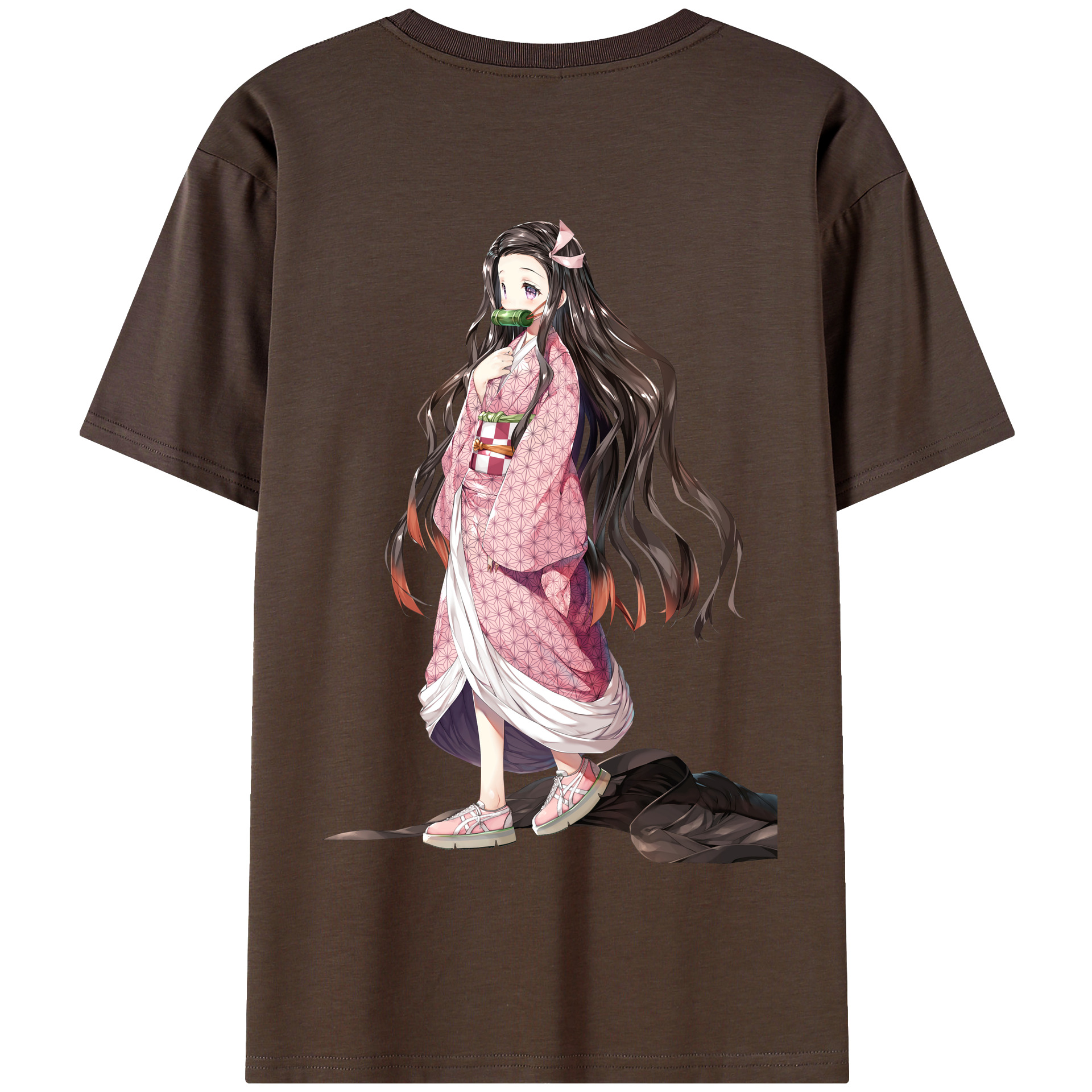 （画像用） 鬼滅の刃（きめつのやいば）竈門 禰󠄀豆子／かまど ねずこ Kamado Nezuko 綿100％半袖Tシャツ（背面プリント）