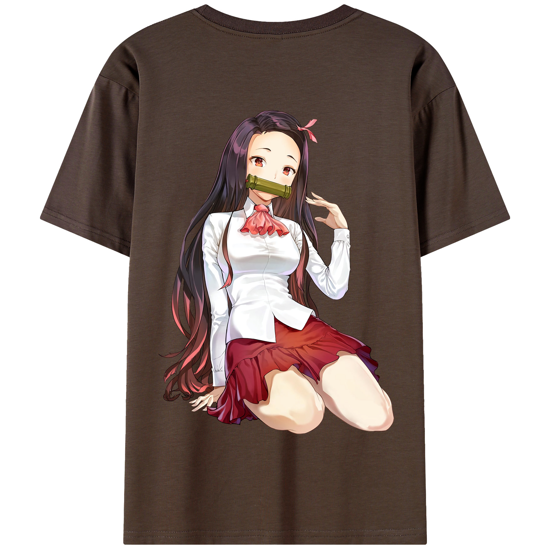 （画像用） 鬼滅の刃（きめつのやいば）竈門 禰󠄀豆子／かまど ねずこ Kamado Nezuko 綿100％半袖Tシャツ（背面プリント）