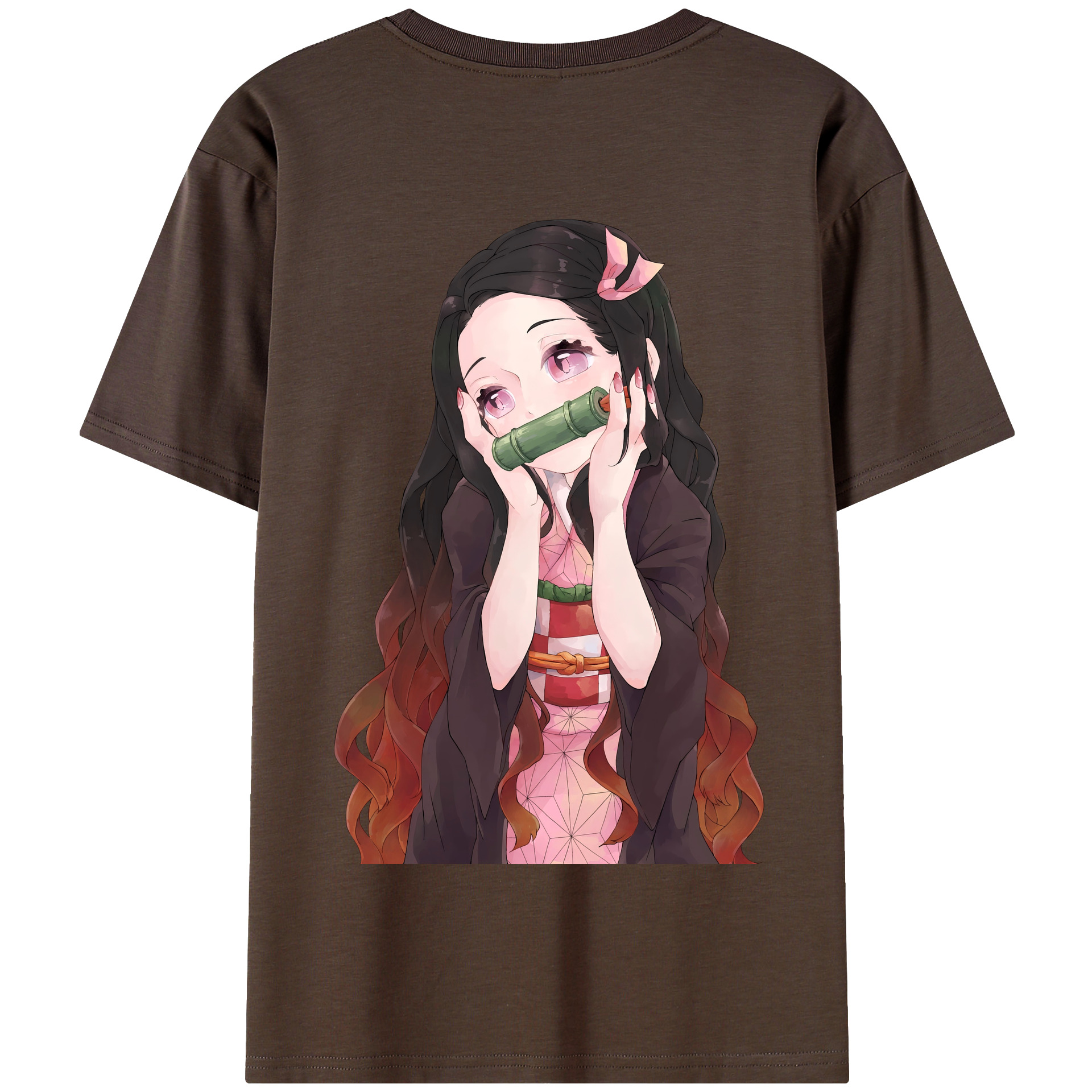 （画像用） 鬼滅の刃（きめつのやいば）竈門 禰󠄀豆子／かまど ねずこ Kamado Nezuko 綿100％半袖Tシャツ（背面プリント）