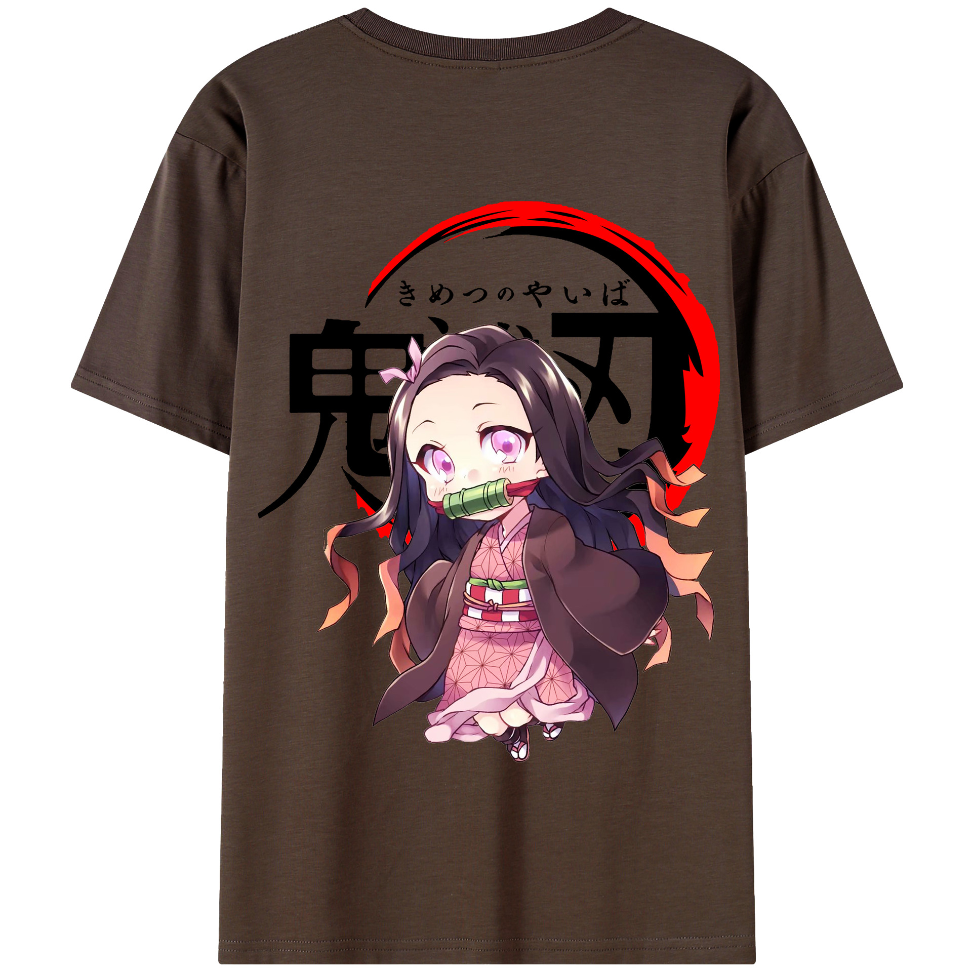 （画像用） 鬼滅の刃（きめつのやいば）竈門 禰󠄀豆子／かまど ねずこ Kamado Nezuko 綿100％半袖Tシャツ（背面プリント）