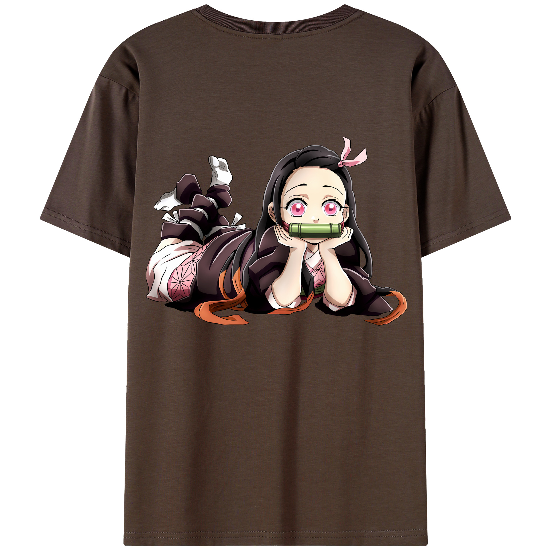 （画像用） 鬼滅の刃（きめつのやいば）竈門 禰󠄀豆子／かまど ねずこ Kamado Nezuko 綿100％半袖Tシャツ（背面プリント）