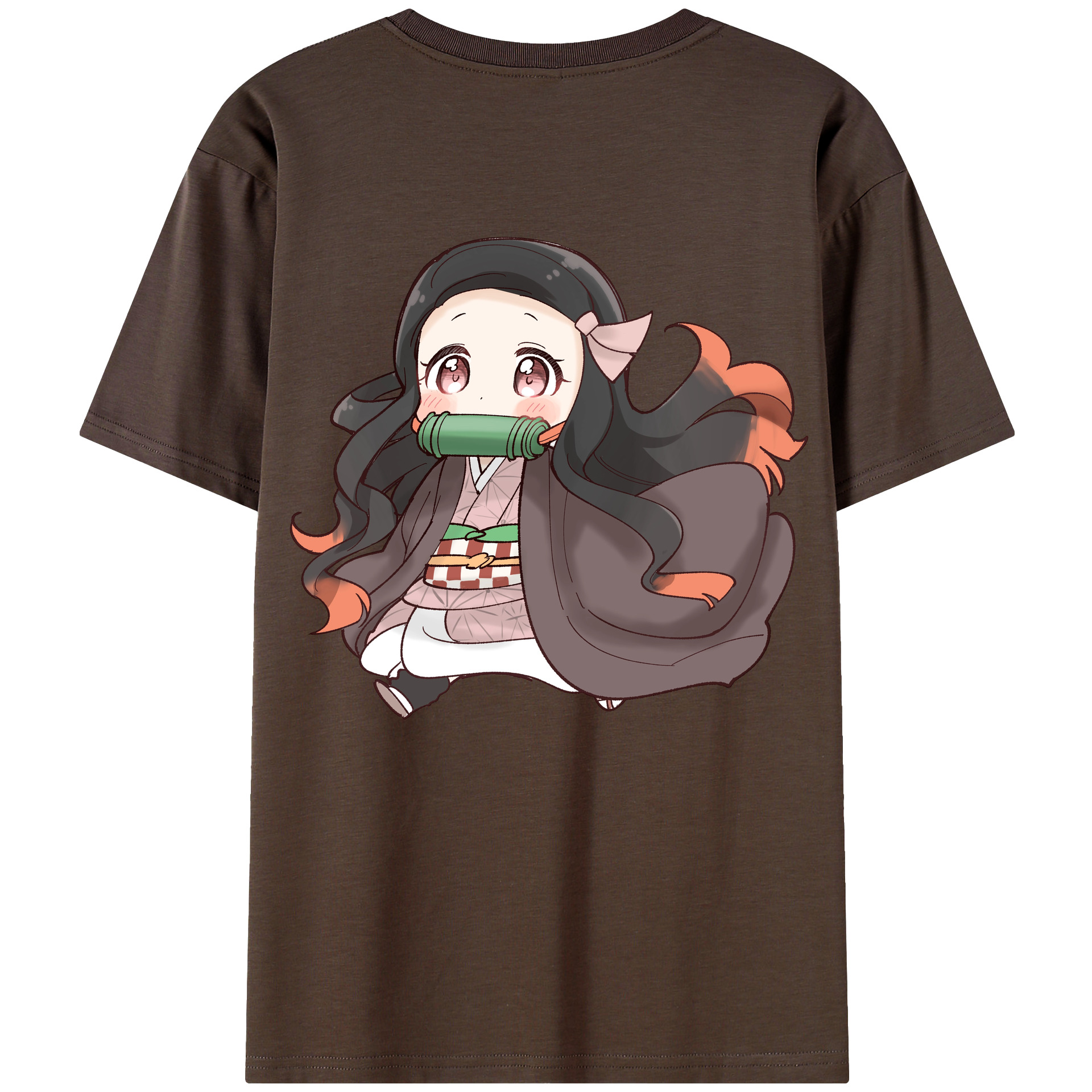 （画像用） 鬼滅の刃（きめつのやいば）竈門 禰󠄀豆子／かまど ねずこ Kamado Nezuko 綿100％半袖Tシャツ（背面プリント）