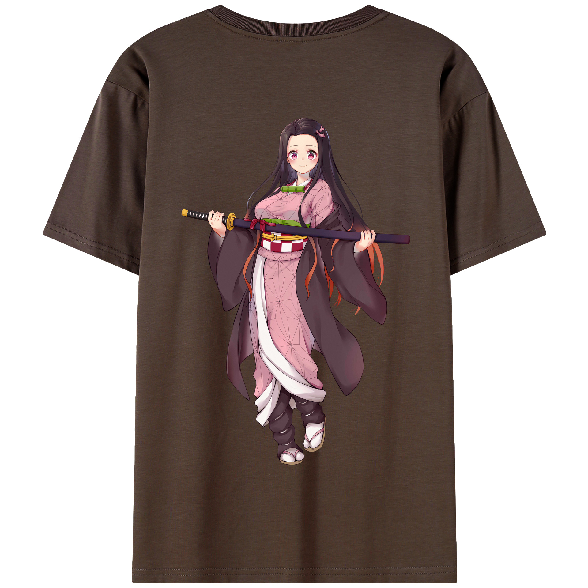 （画像用） 鬼滅の刃（きめつのやいば）竈門 禰󠄀豆子／かまど ねずこ Kamado Nezuko 綿100％半袖Tシャツ（背面プリント）
