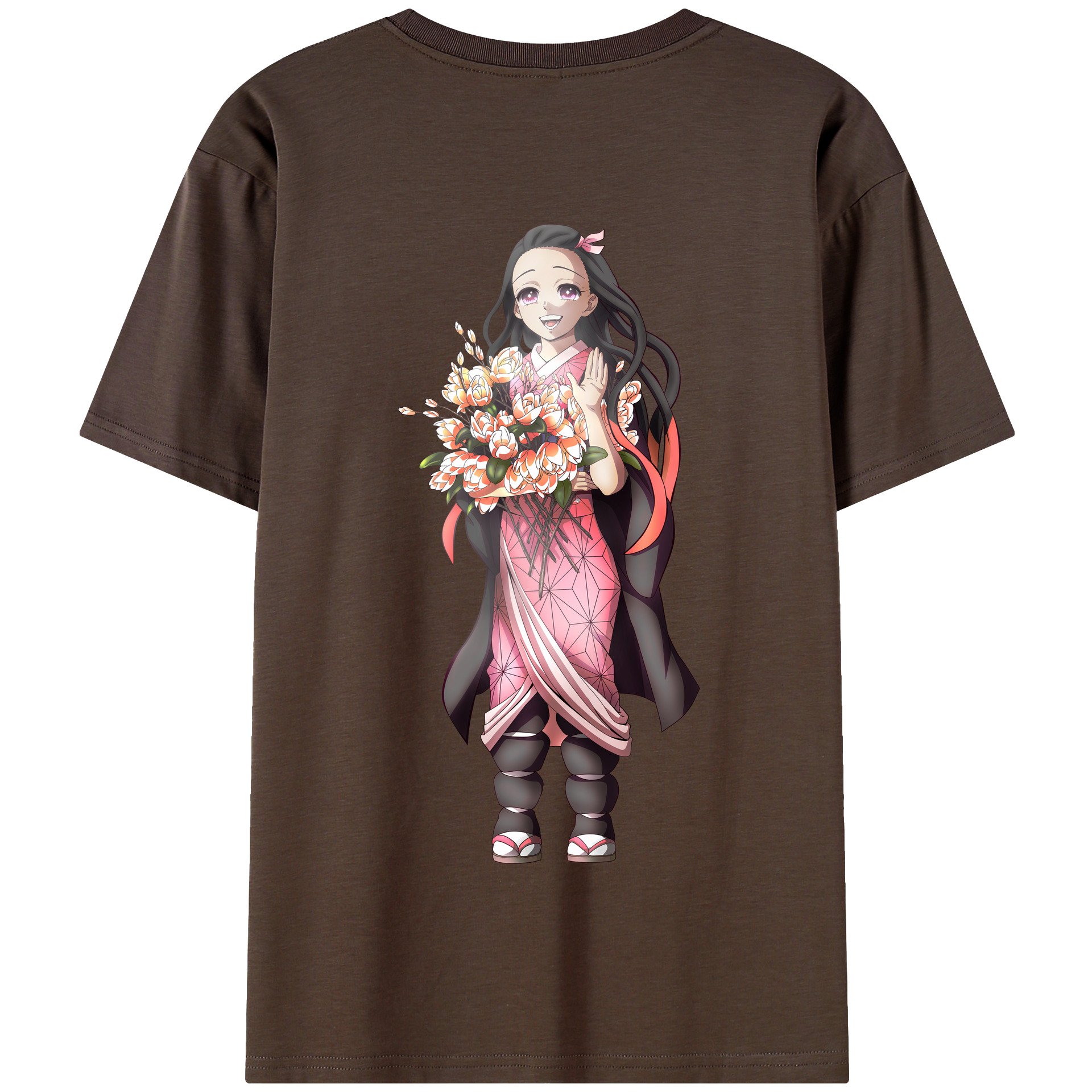 （画像用） 鬼滅の刃（きめつのやいば）竈門 禰󠄀豆子／かまど ねずこ Kamado Nezuko 綿100％半袖Tシャツ（背面プリント）