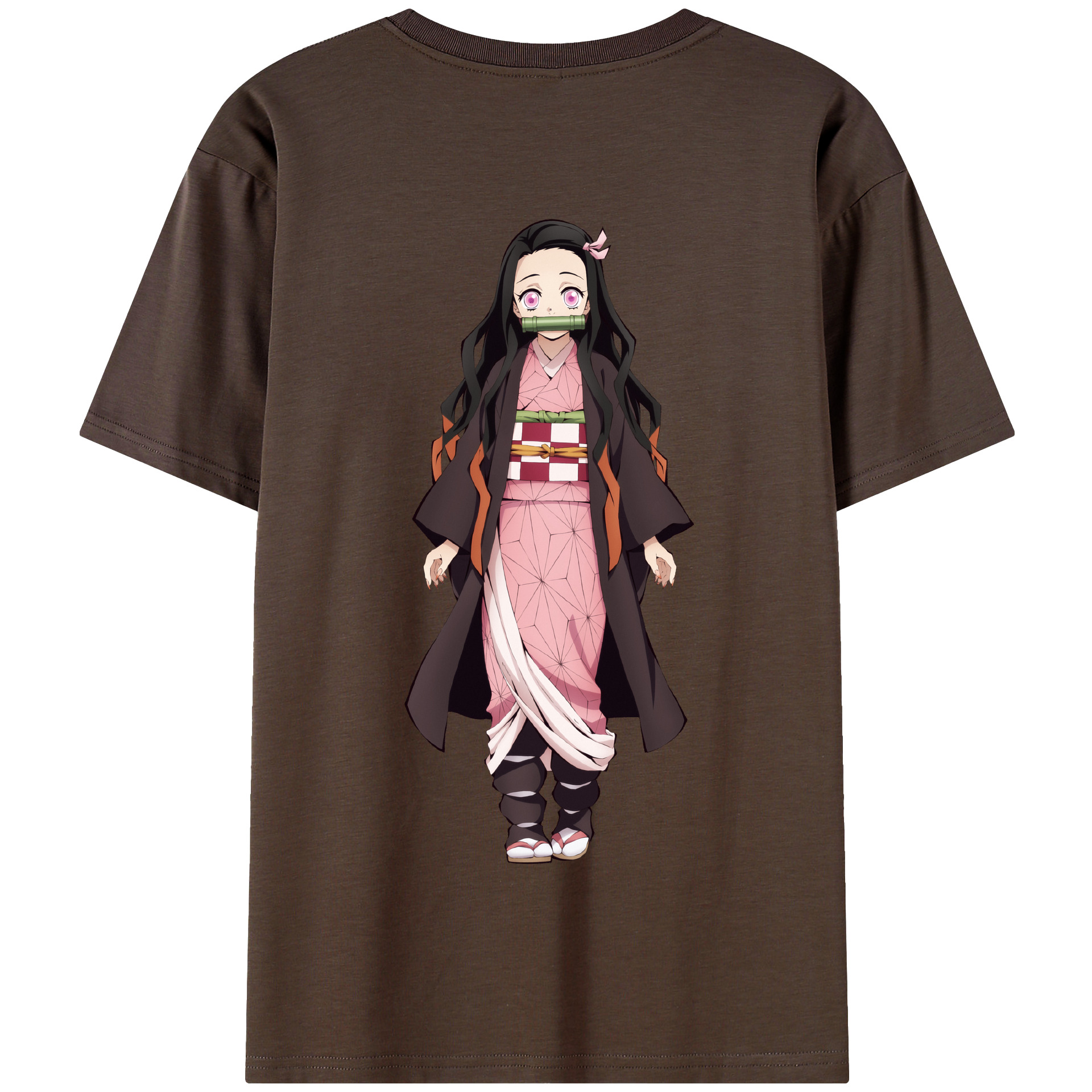 （画像用） 鬼滅の刃（きめつのやいば）竈門 禰󠄀豆子／かまど ねずこ Kamado Nezuko 綿100％半袖Tシャツ（背面プリント）