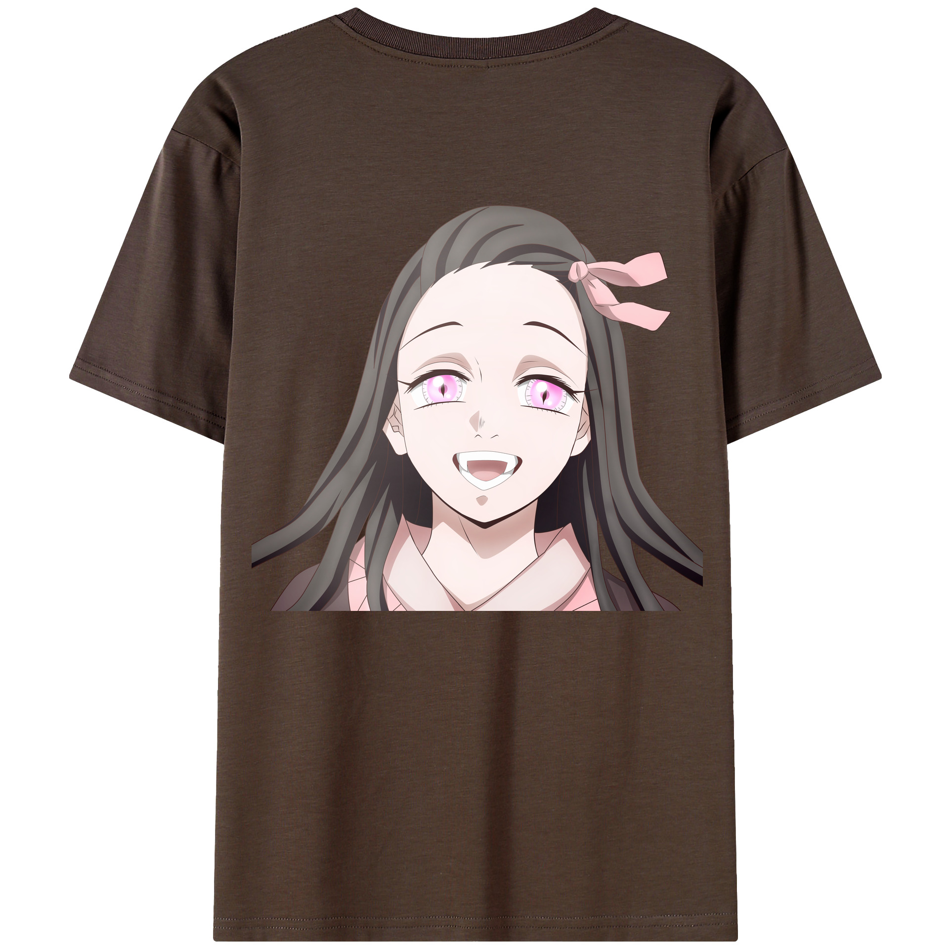 （画像用） 鬼滅の刃（きめつのやいば）竈門 禰󠄀豆子／かまど ねずこ Kamado Nezuko 綿100％半袖Tシャツ（背面プリント）
