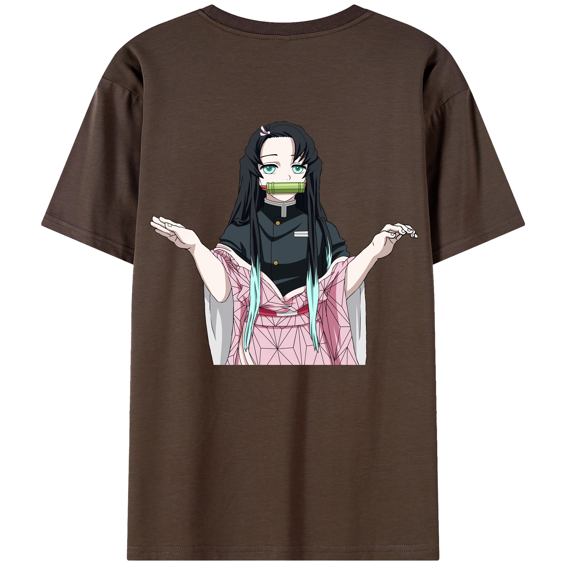 （画像用） 鬼滅の刃（きめつのやいば）竈門 禰󠄀豆子／かまど ねずこ Kamado Nezuko 綿100％半袖Tシャツ（背面プリント）