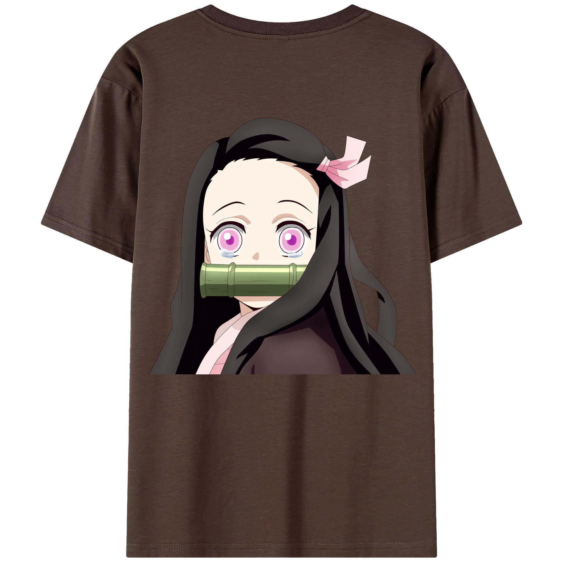（画像用） 鬼滅の刃（きめつのやいば）竈門 禰󠄀豆子／かまど ねずこ Kamado Nezuko 綿100％半袖Tシャツ（背面プリント）