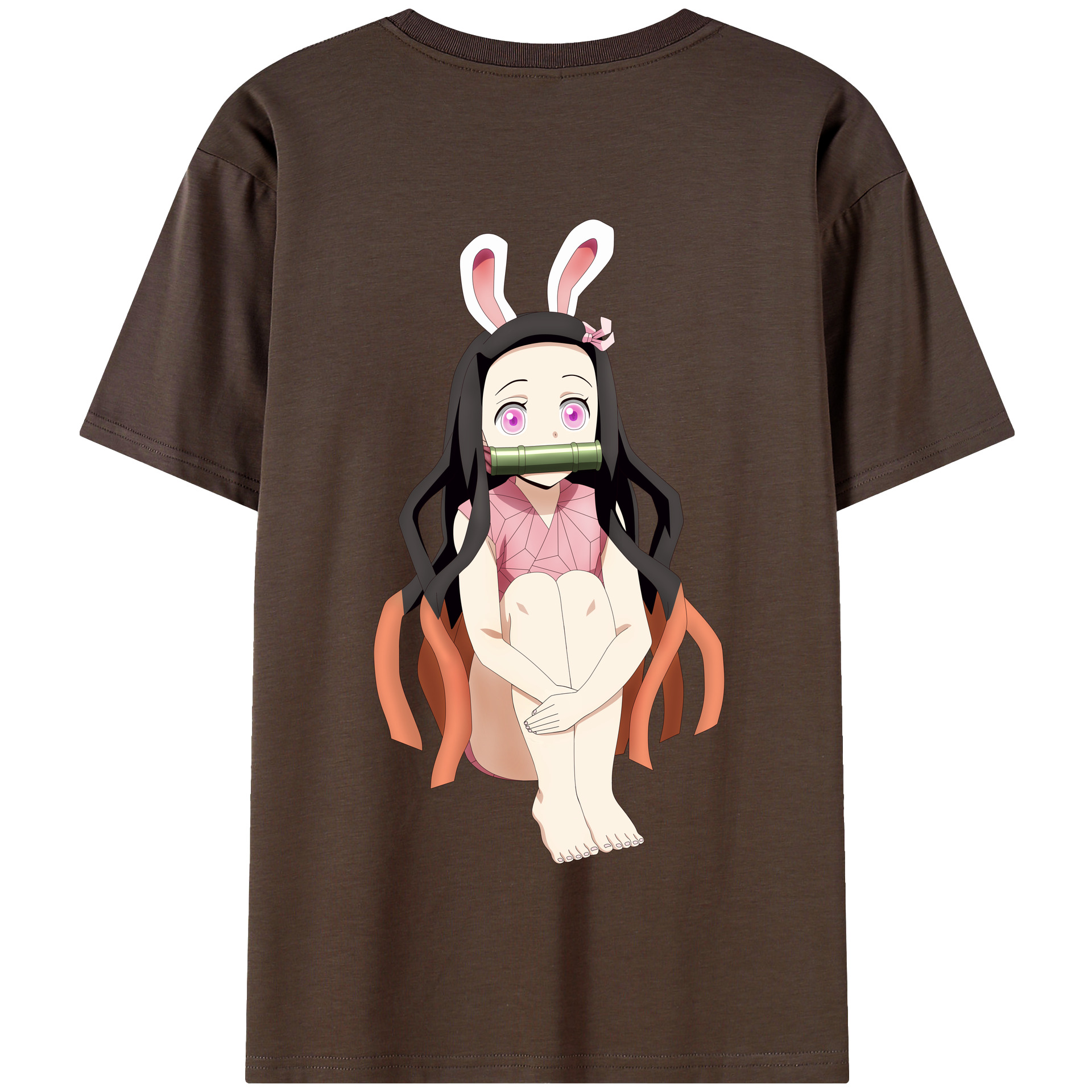（画像用） 鬼滅の刃（きめつのやいば）竈門 禰󠄀豆子／かまど ねずこ Kamado Nezuko 綿100％半袖Tシャツ（背面プリント）
